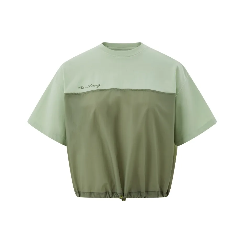 BOSIDENG Кемпинг Рукав с спущенным плечом T-рубашка Женская Пихта Зеленая