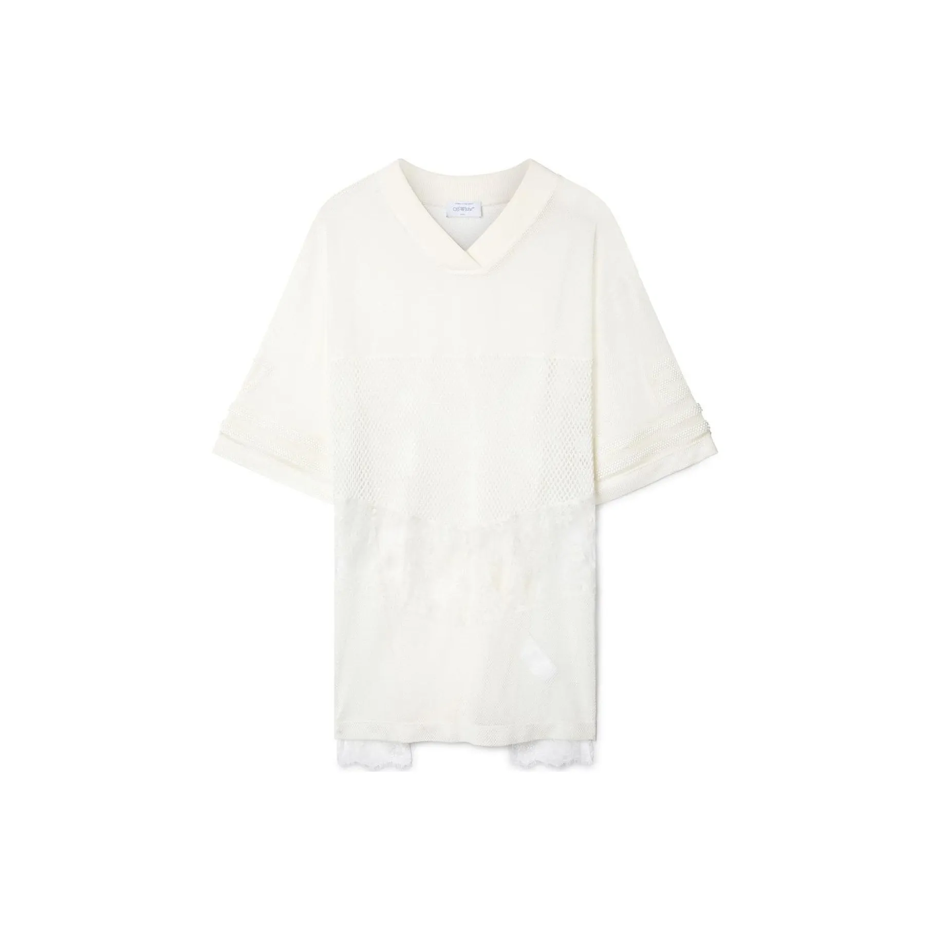 OFF WHITE Panelled Semi sheer Cotton T shirt