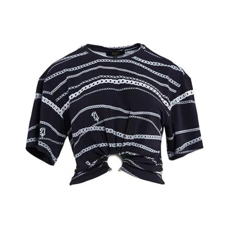 BESIONIA SS24 CROP TOP Женские Черный Белый Цветочный