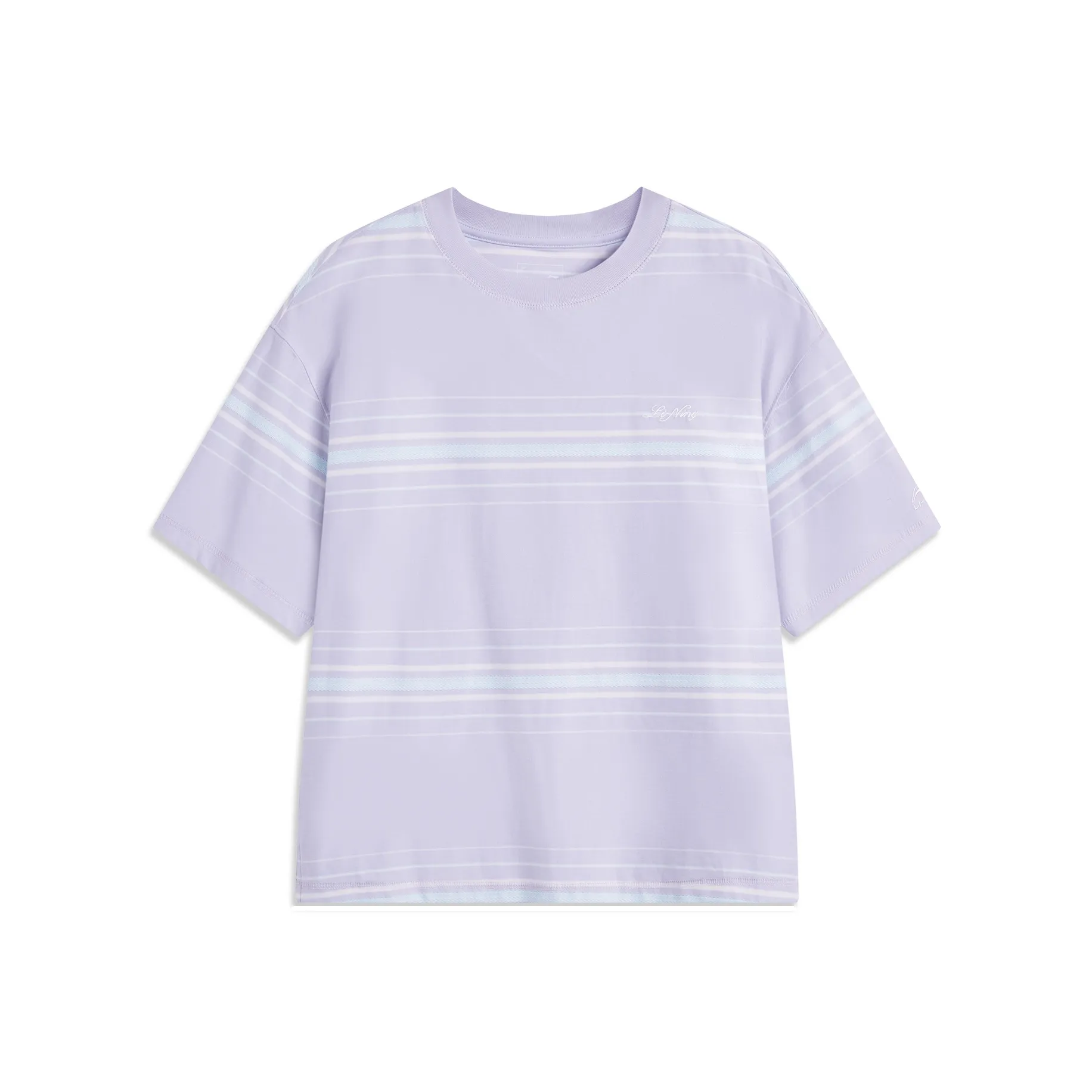 LINING Sports Life Collection T-Shirt Женская Bad Little Фиолетовый Сливочный Полосы