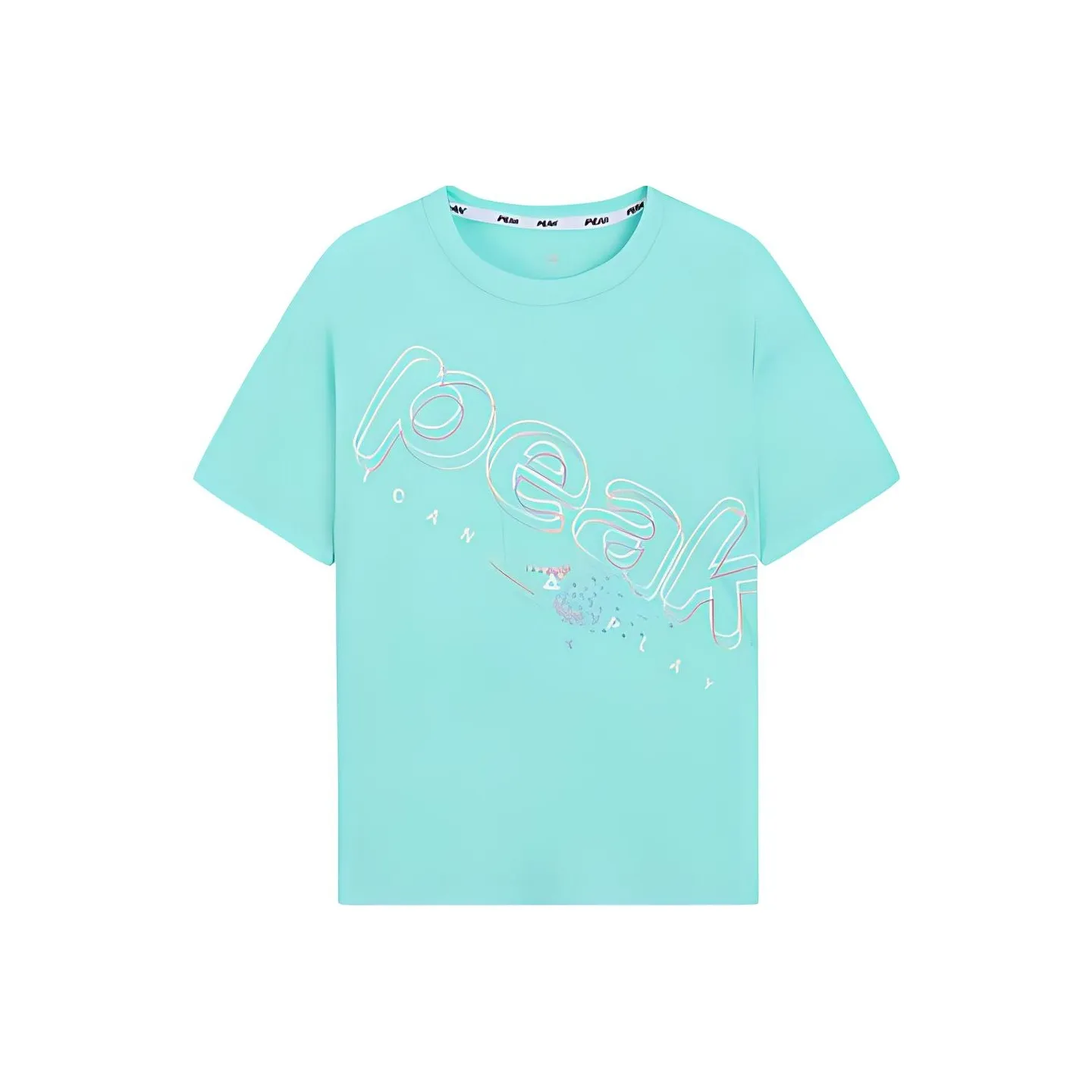 PEAK Круглый вырез Облегающий Прямой крой Короткий рукав Т-рубашка Женская Зеленая