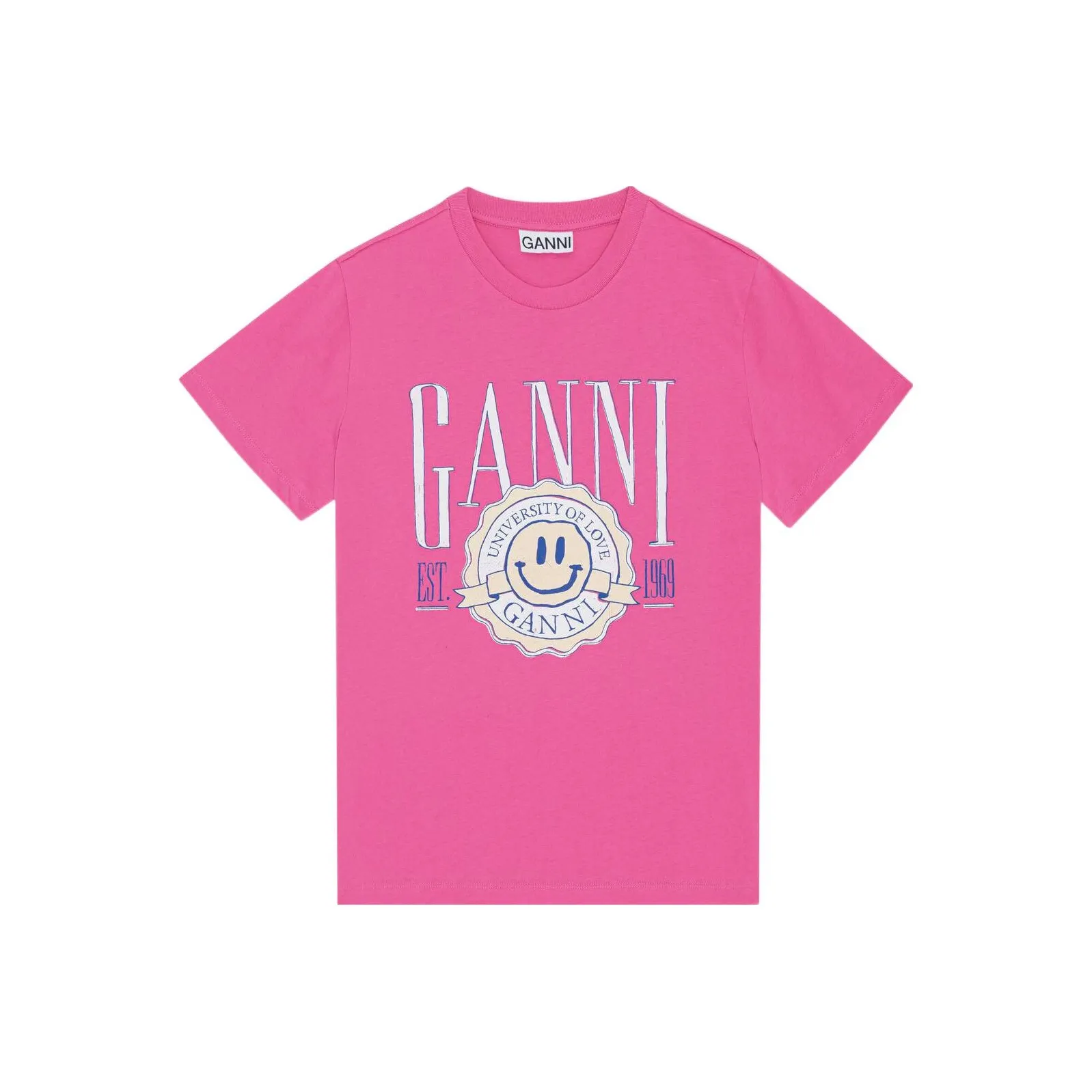 GANNI University Of Love Series Drop Shoulder Sleeve T Shirt Women's Pink