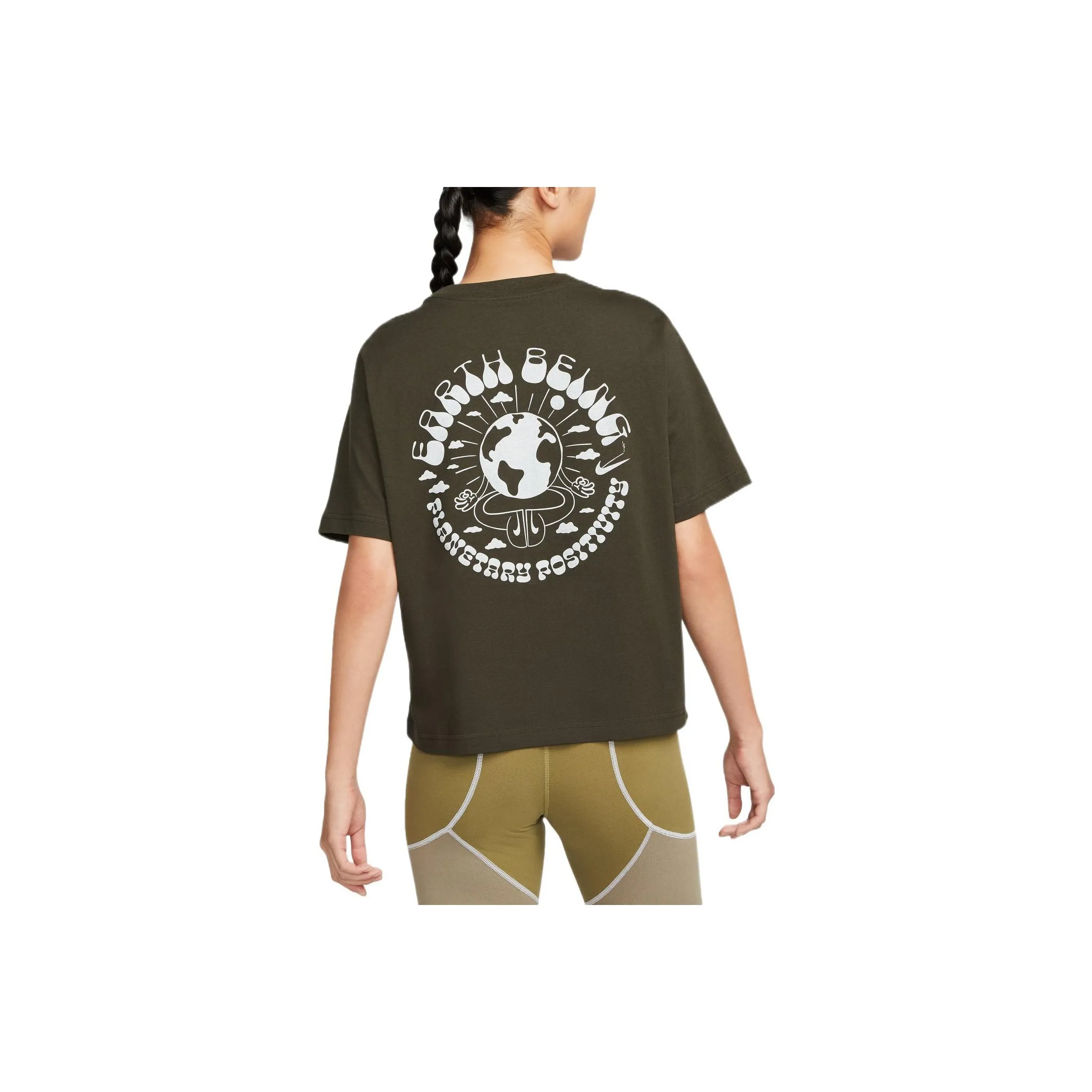 nike Комплект с короткими рукавами T-рубашка Женская Зеленая