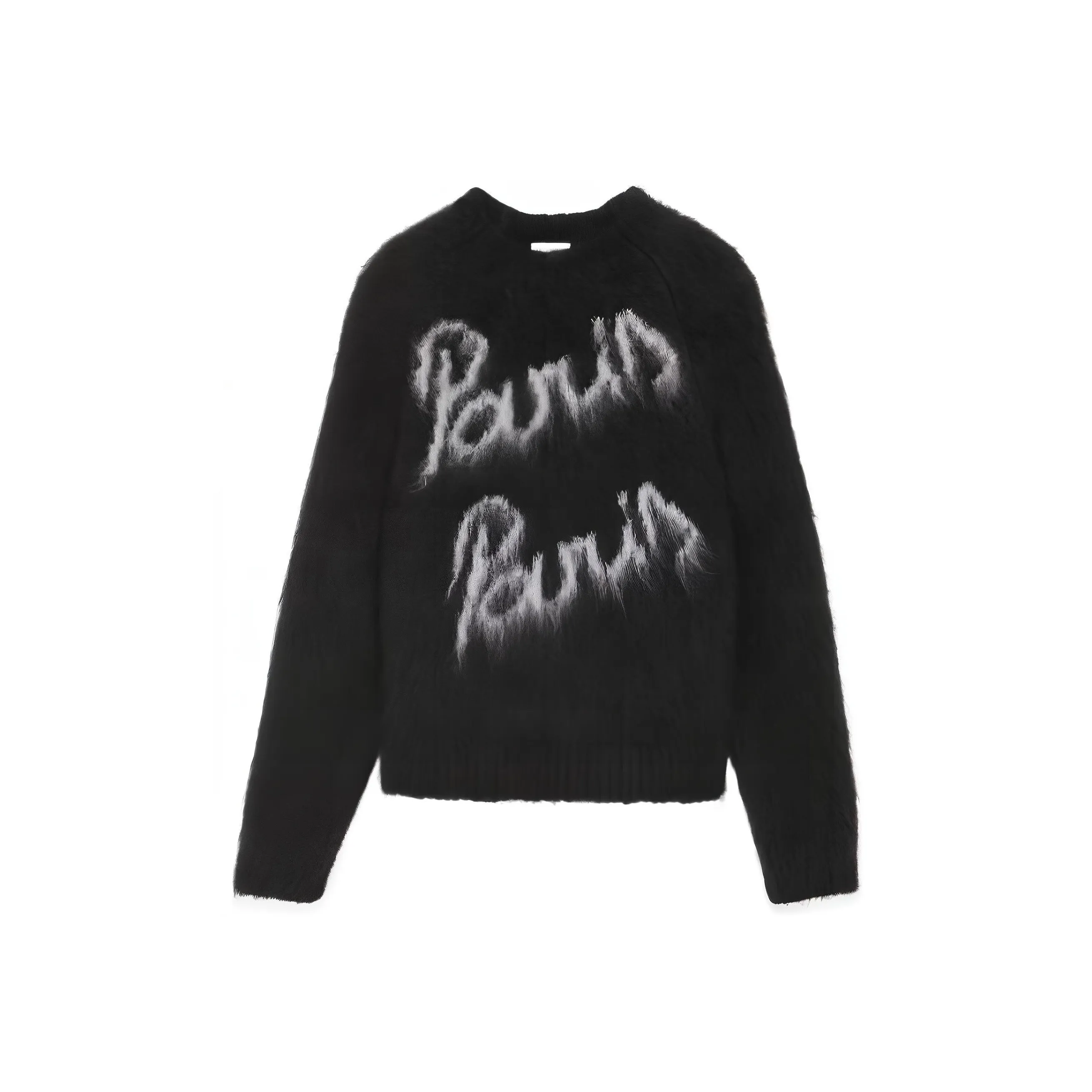 SAINT LAURENT Women's Paris Mohair Knit Sweater Black/Natural