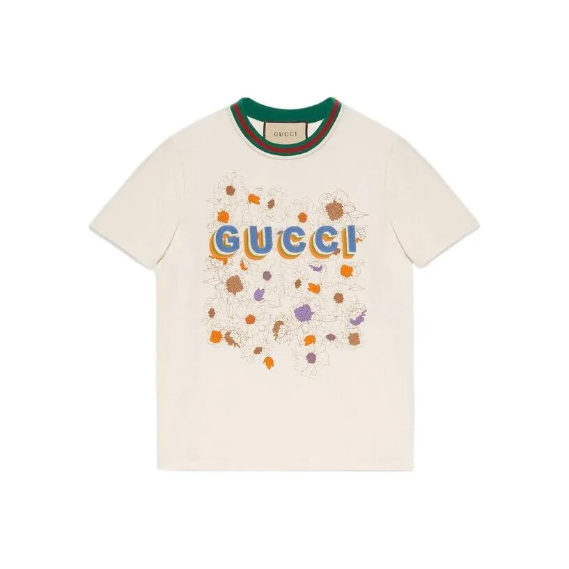 GUCCI Fw22 Tanabata Series FW22 Regular T Shirt Women's Ecru
