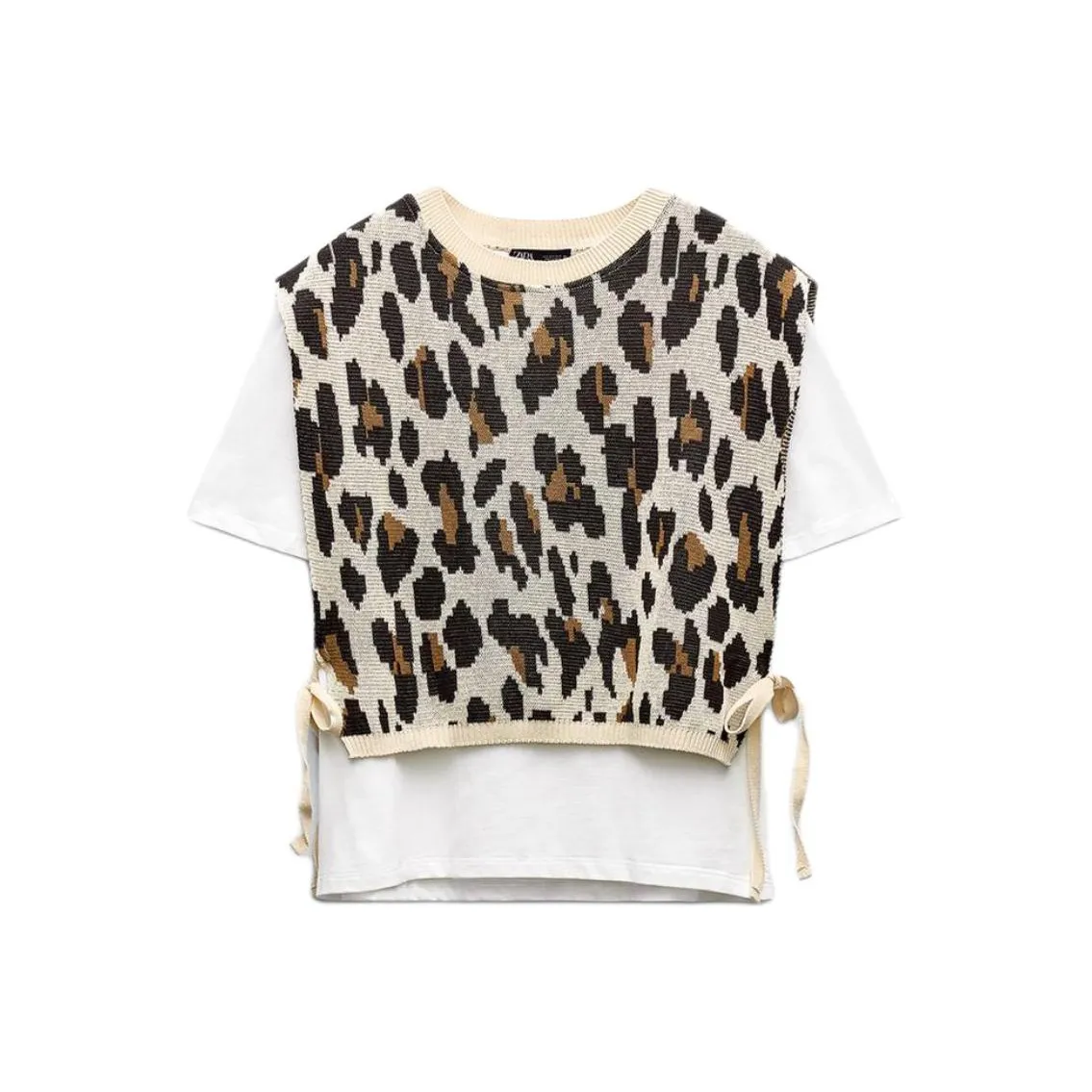 ZARA T-рубашка женская с леопардовым принтом