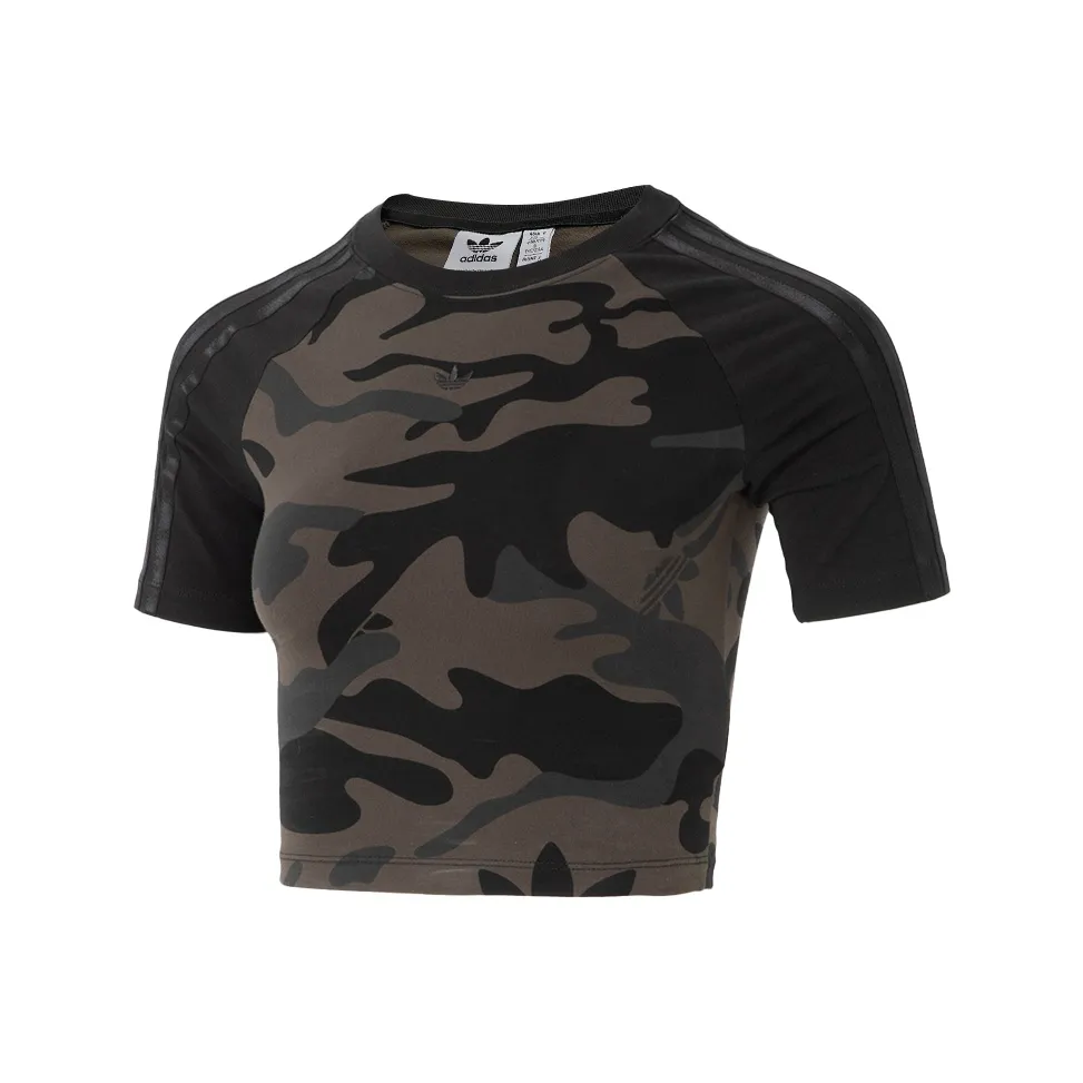 Adidas Originals BABY TEE CROP TOP Женские Черный Трава Зеленый