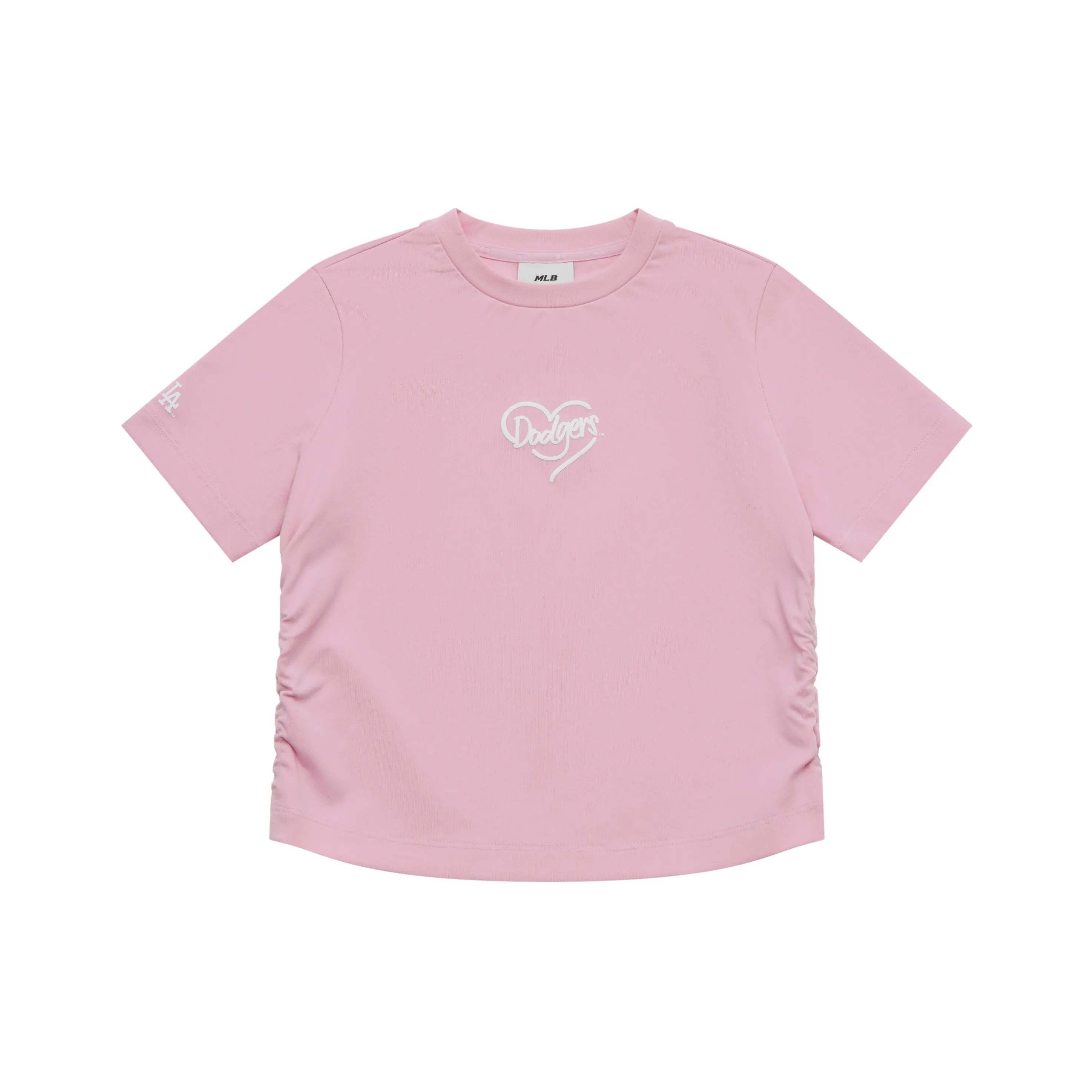 MLB Los Angeles Dodgers Heart SS25 T Shirt Women's Heather Gray Pink