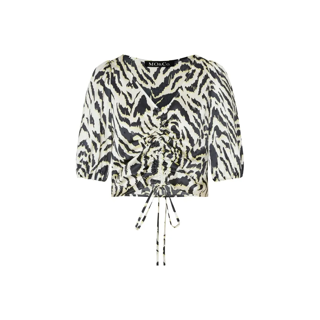 MO&CO Двухтонный Тигровый принт Женские Короткие топы