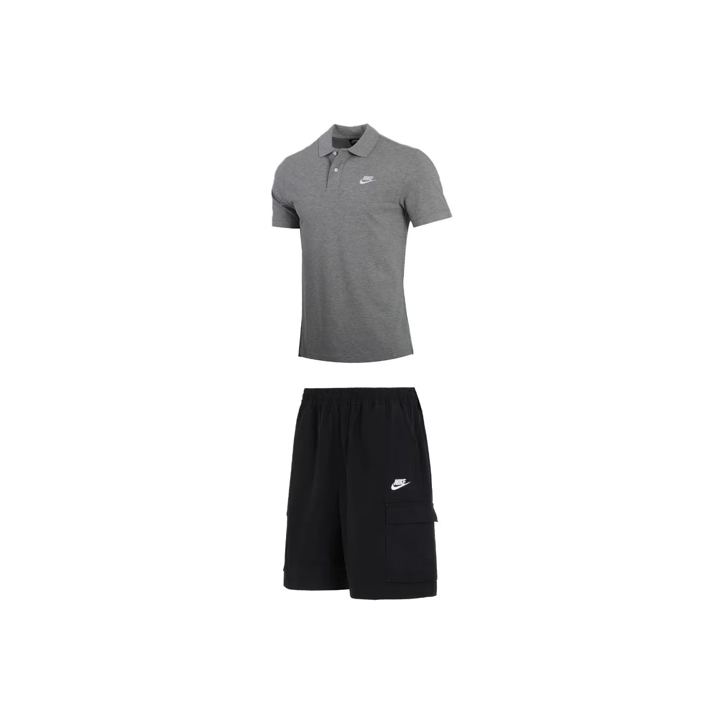 Nike Casual Sportswear Men's Clothing Set Gray Top+Black Shorts