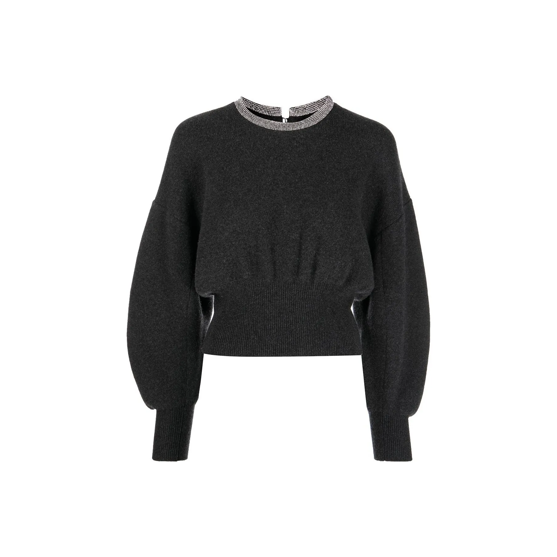 Alexander Wang Women's Crystal Trim Pullover Charcoal