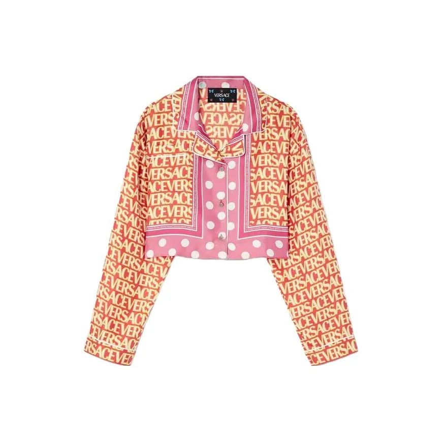 VERSACE Allover Cropped Long Sleeved Shirt