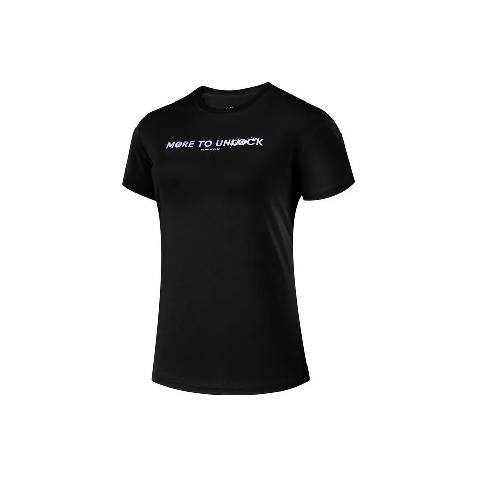 QIAODAN Drop Shoulder Sleeve T Shirt Women's Black