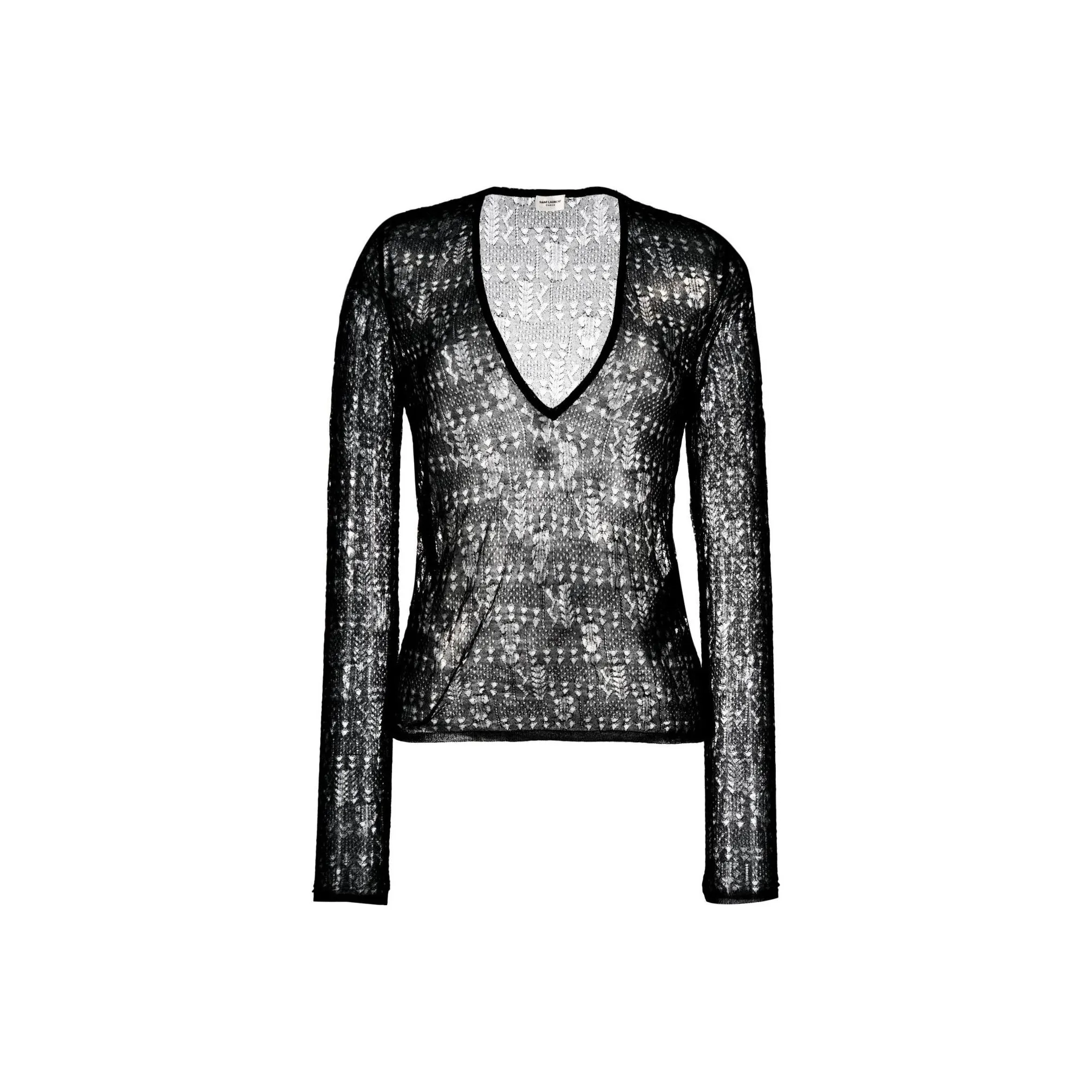 SAINT LAURENT Open knit Semi sheer Top