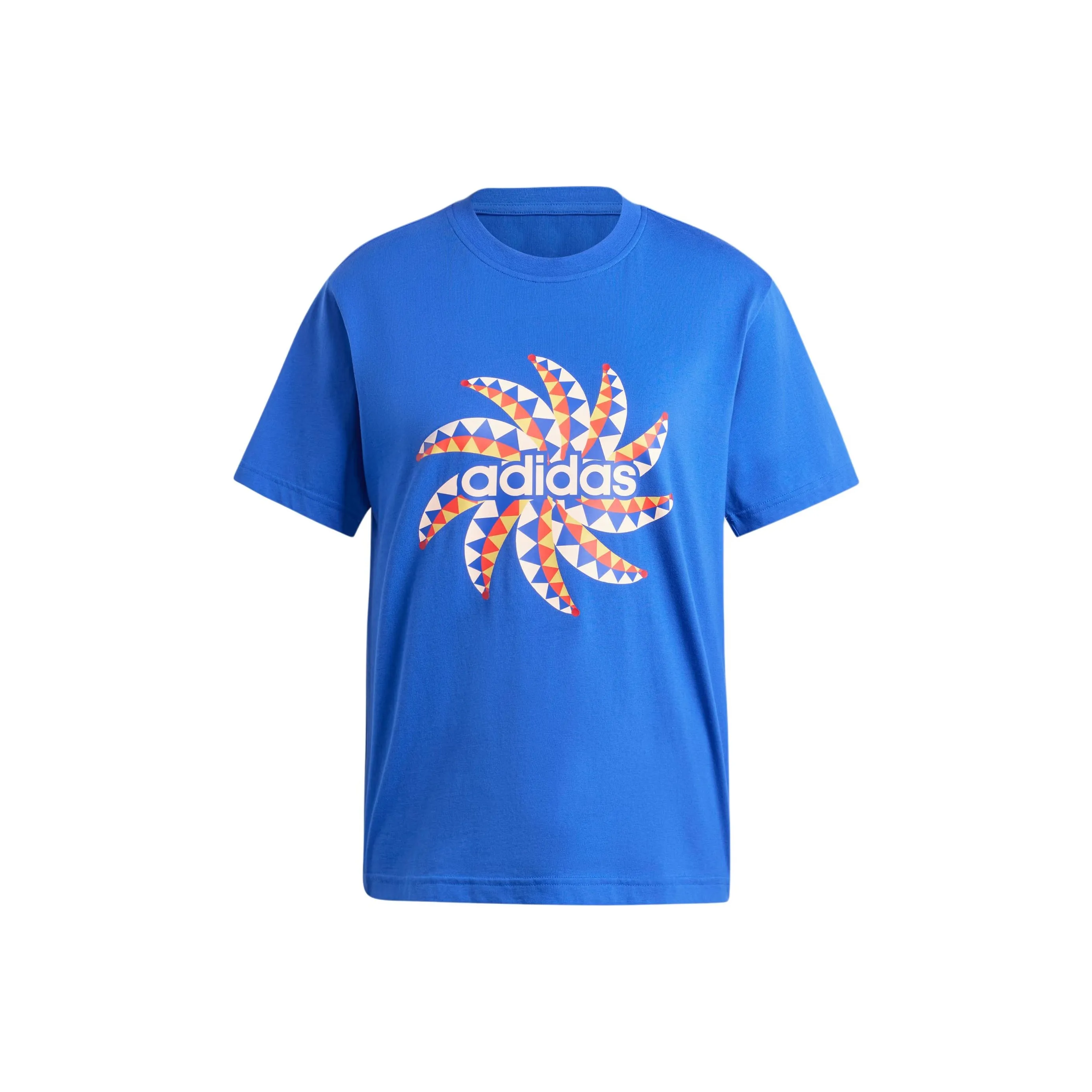 Adidas x FARM RIO Т-рубашка с оборванным плечевым швом женская синяя