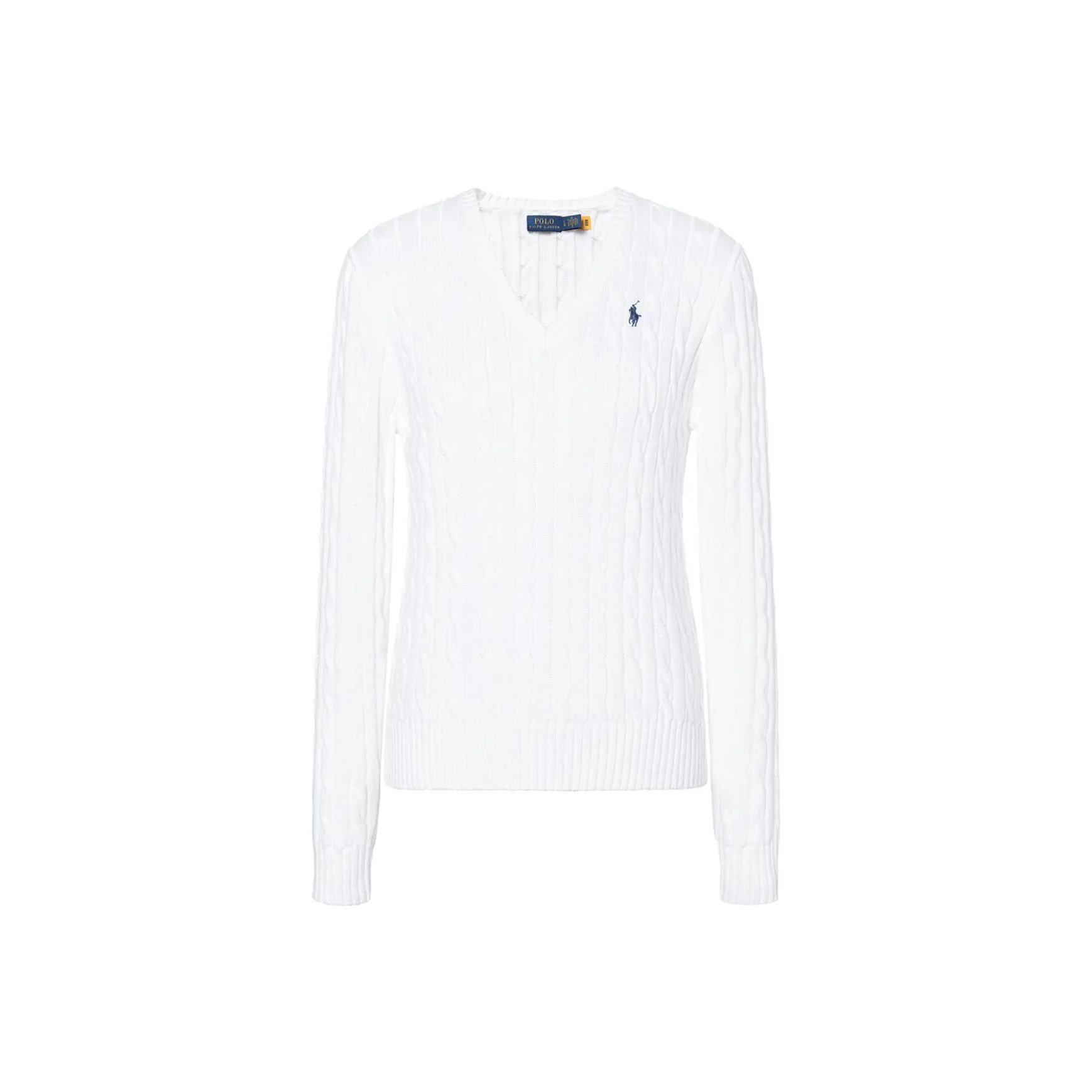 Polo Ralph Lauren Cable Knit Cotton V Neck Sweater Sweater Women's White