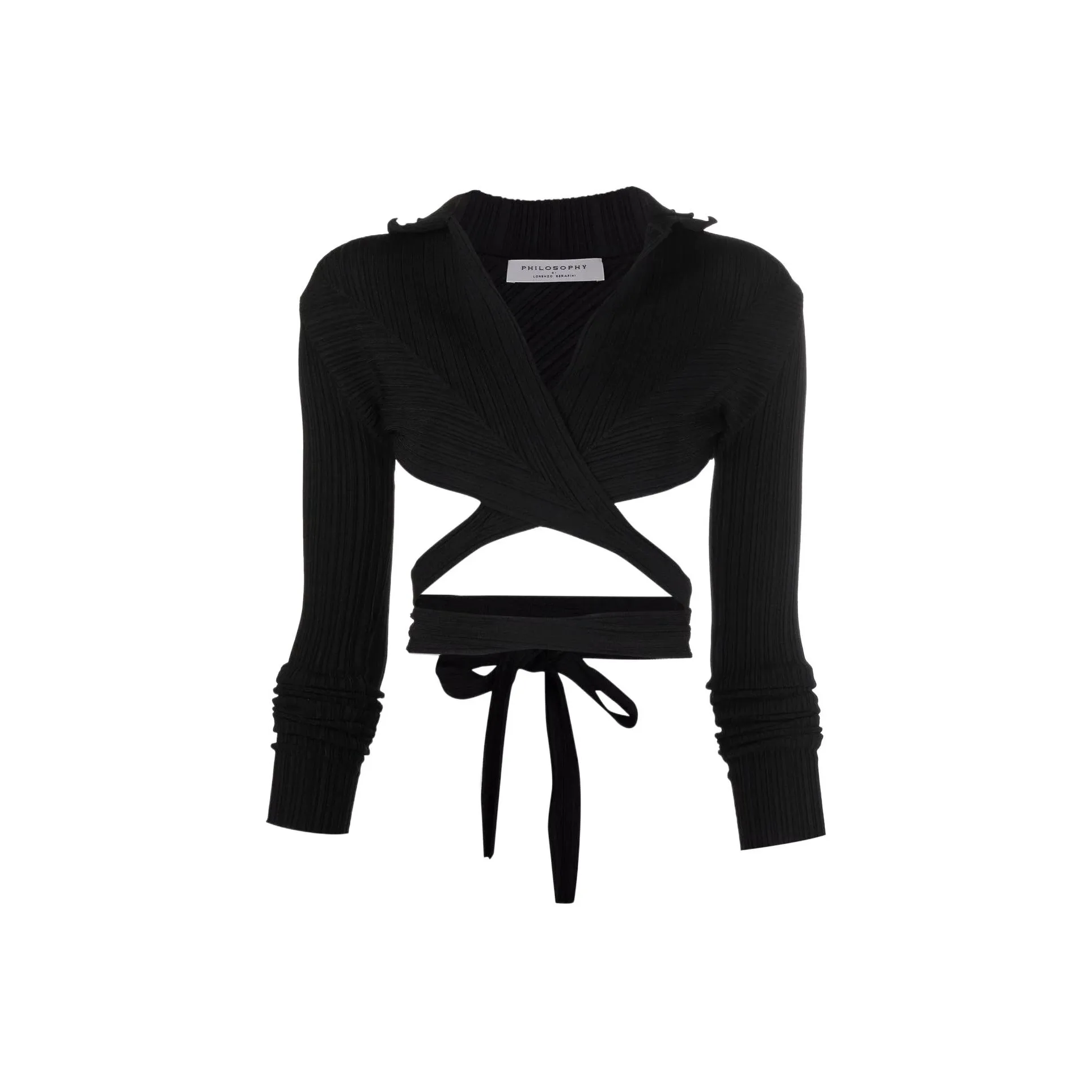 sostellaire Square Acetate Sunglasses Womens Black Plissé Wrap around Cropped Shirt