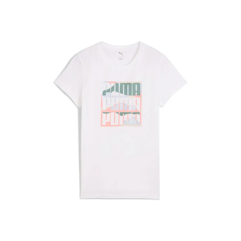 PUMA GRAPHICS SS25 Стандартная футболка Женская Белая Розовая
