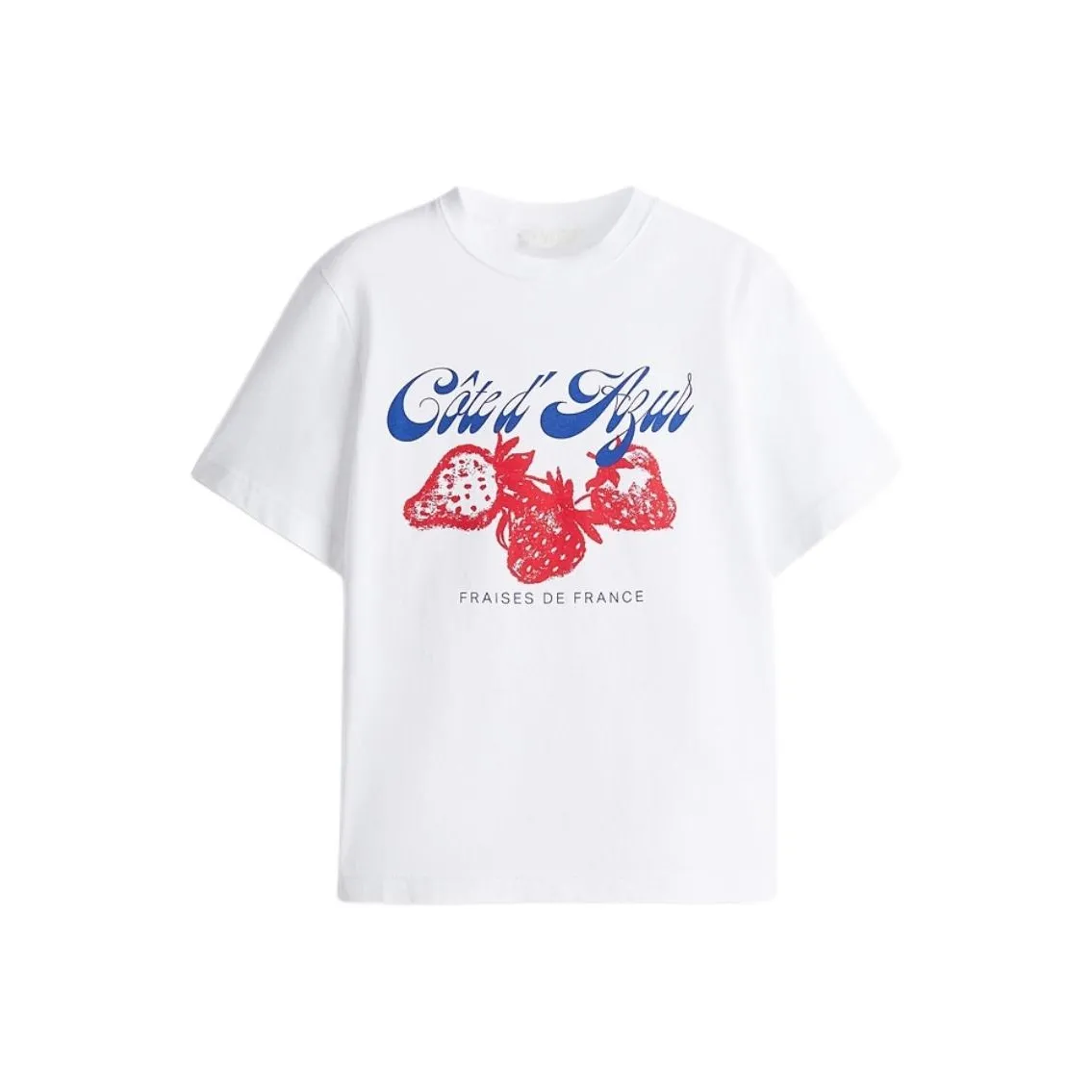 H&M T Shirt Women's White/Strawberry