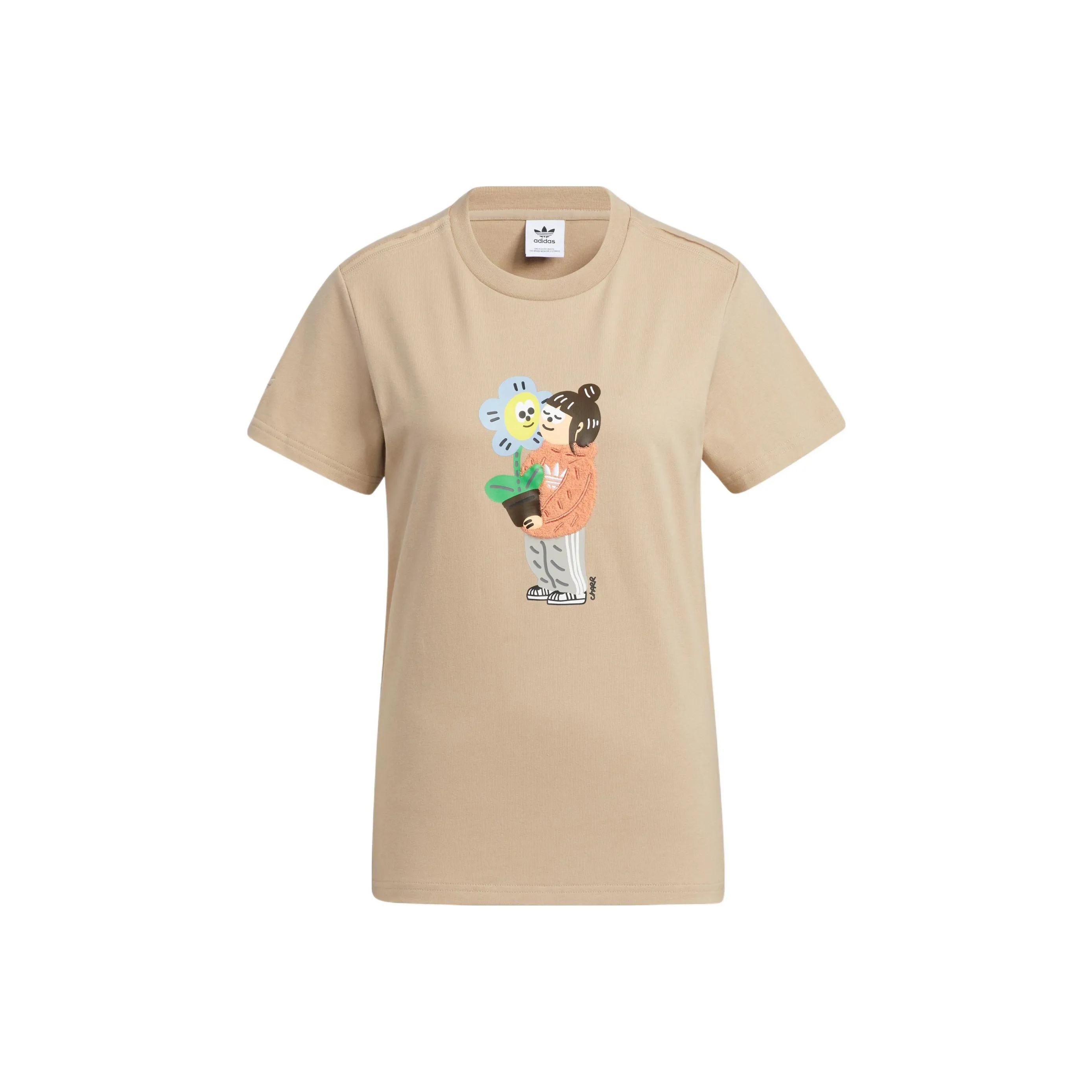 Adidas Originals Комплект с короткими рукавами T-рубашка Женская Хаки Коричневый