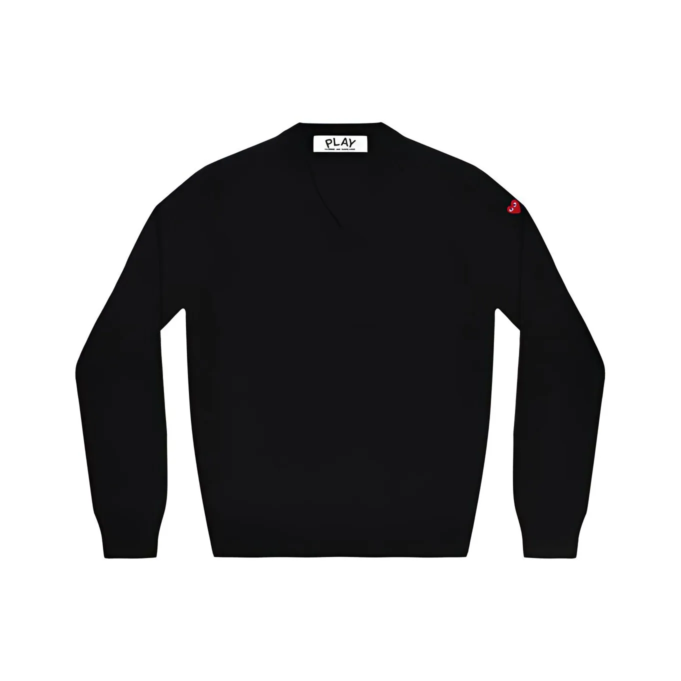 Comme Des Garcons Play Women's Small Heart On Sleeve V Neck Sweater Black