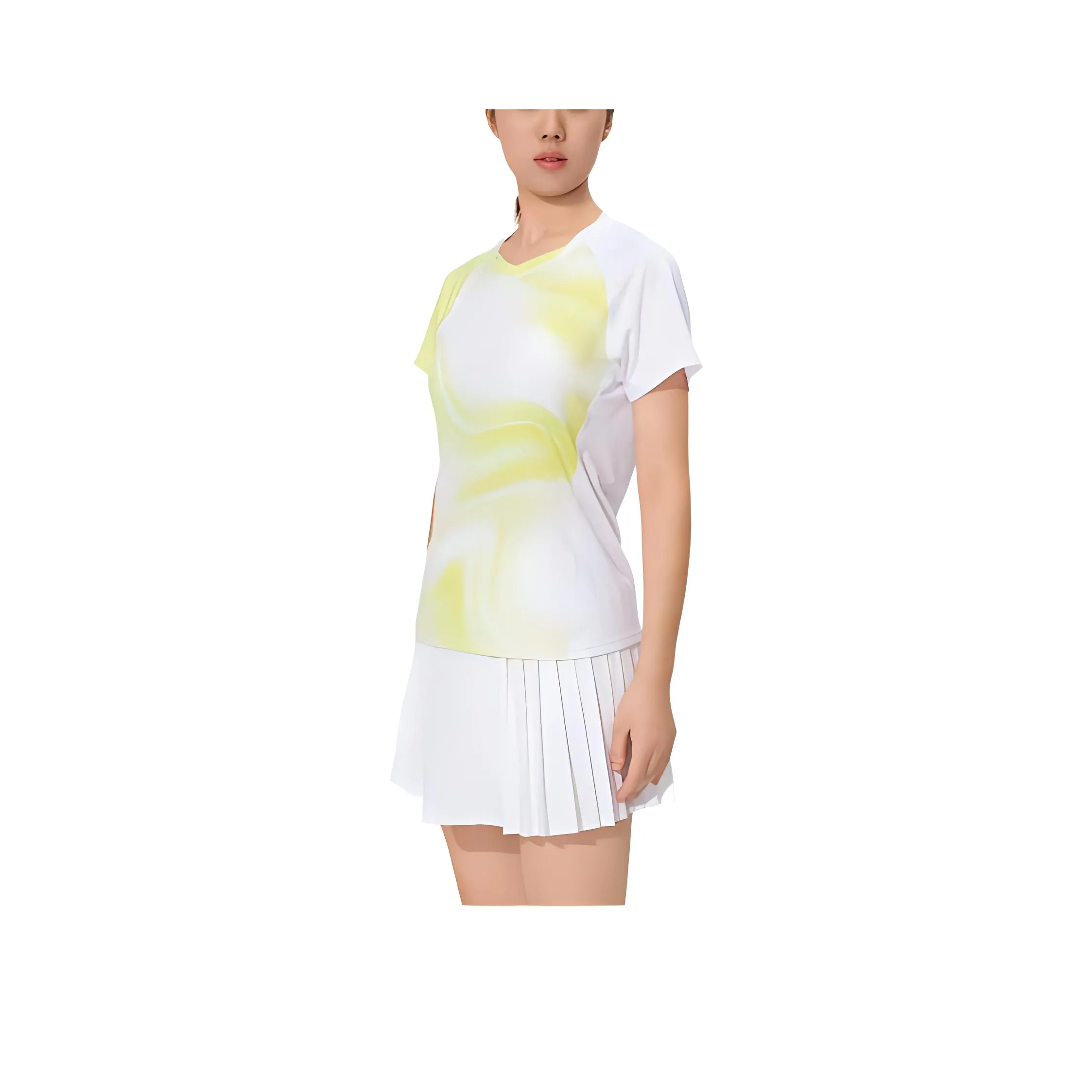 DECATHLON Реглан-рукав T-рубашка Женская Лимонно-зеленый