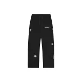 블랙 바지 화이트 자수 로고