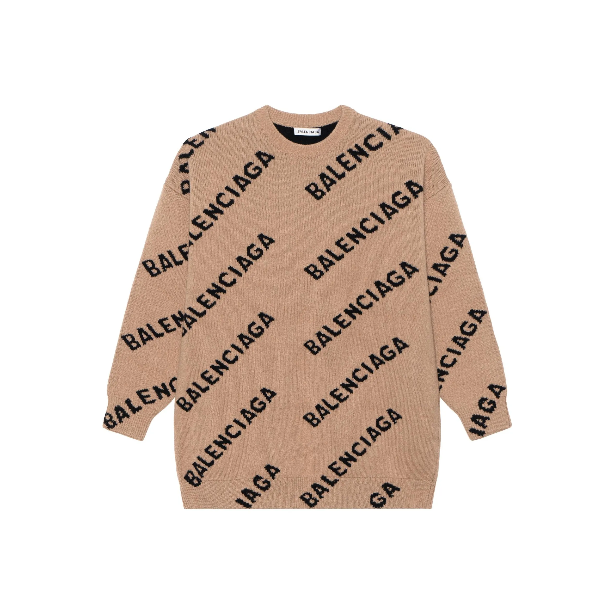 Balenciaga All Over Logo Crewneck 'Beige/Black'
