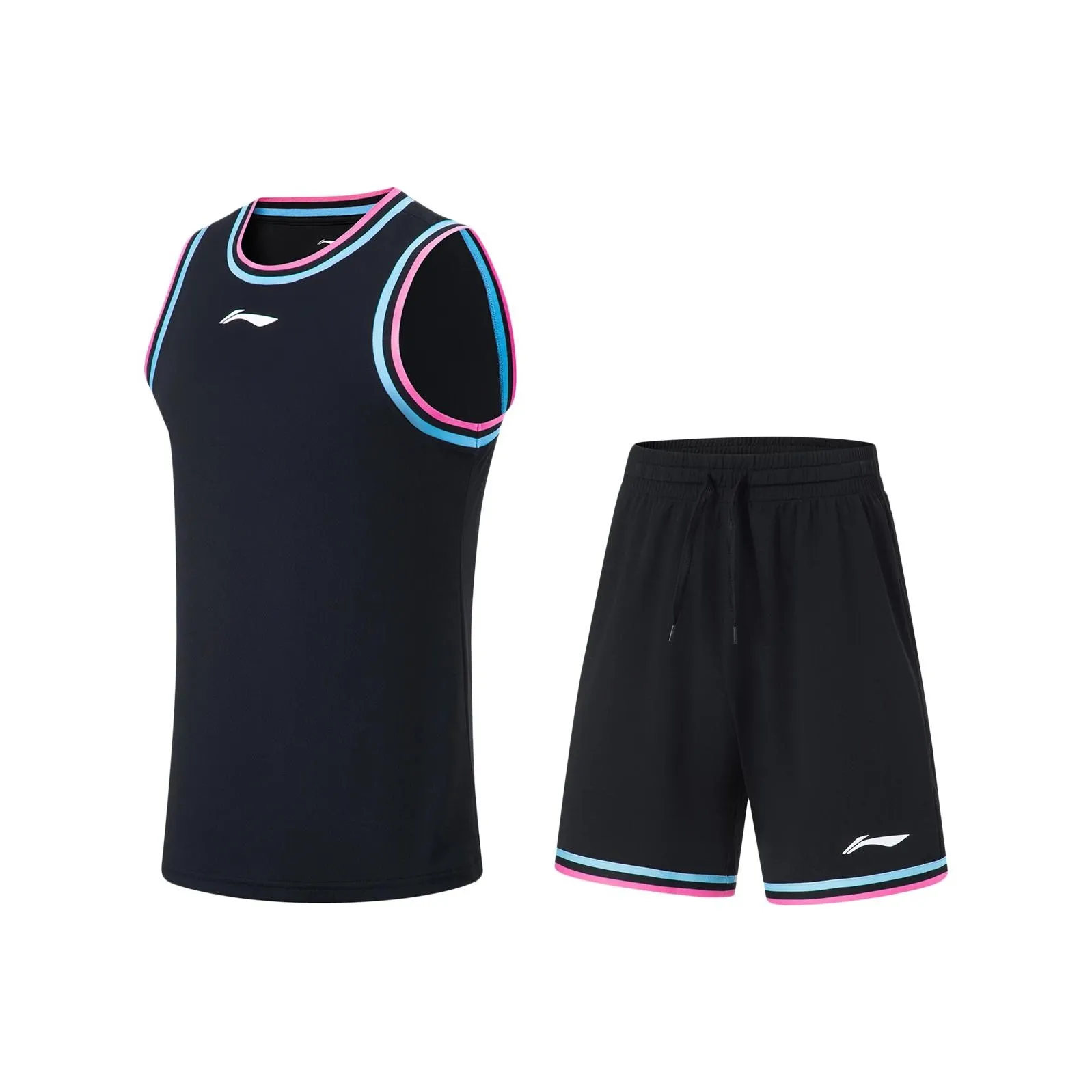 LiNing Professional Basketball Series Basketball Suit Men's Black Pink Black Blue Ribbon