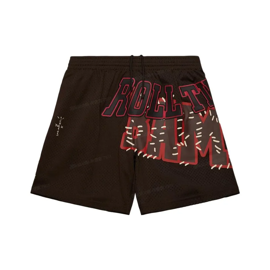 Travis Scott X Mitchell Ness Коллаборация SS24 Спортивные шорты для университета OF Alabama унисекс коричневый