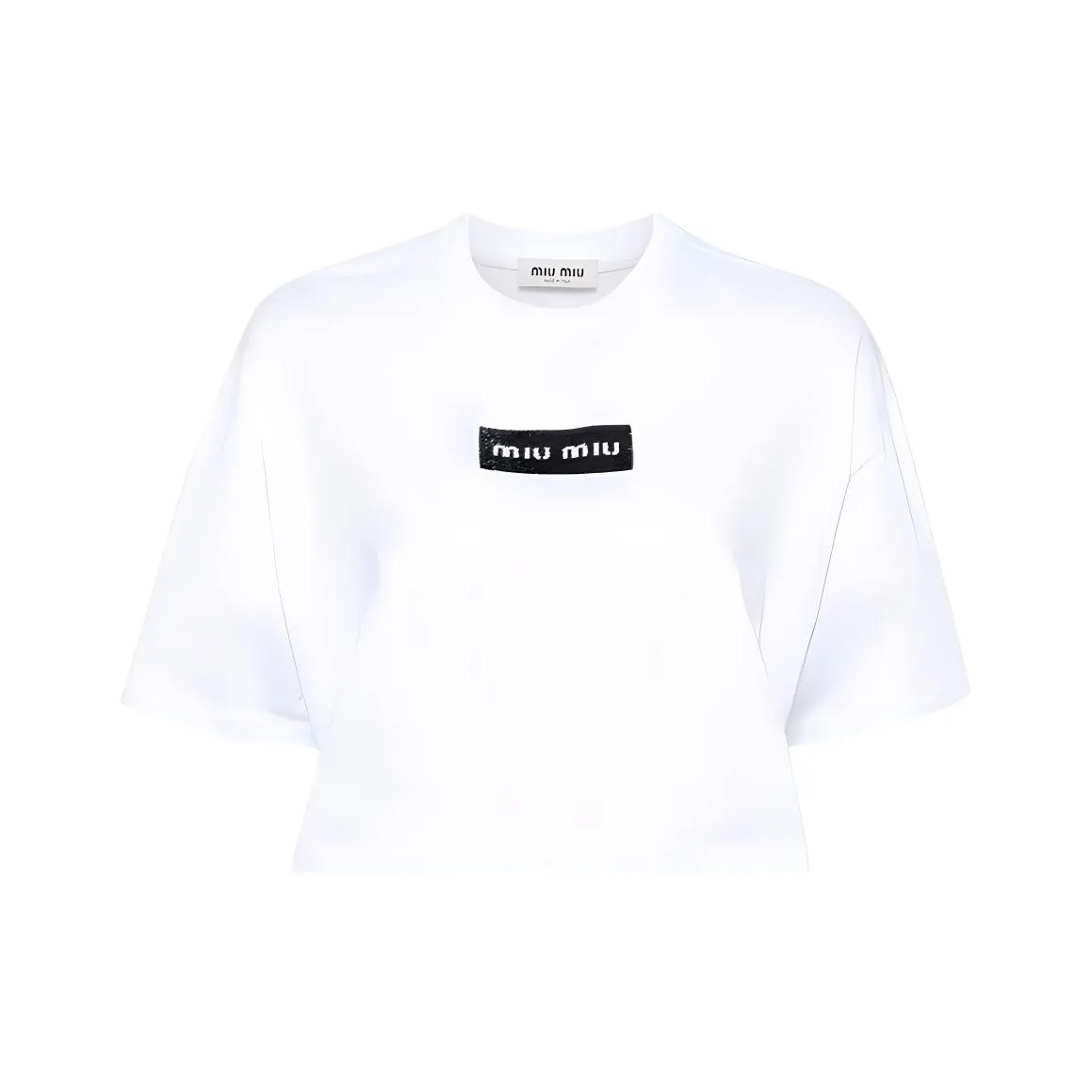 MIU MIU Logo Detailed Cropped T Shirt