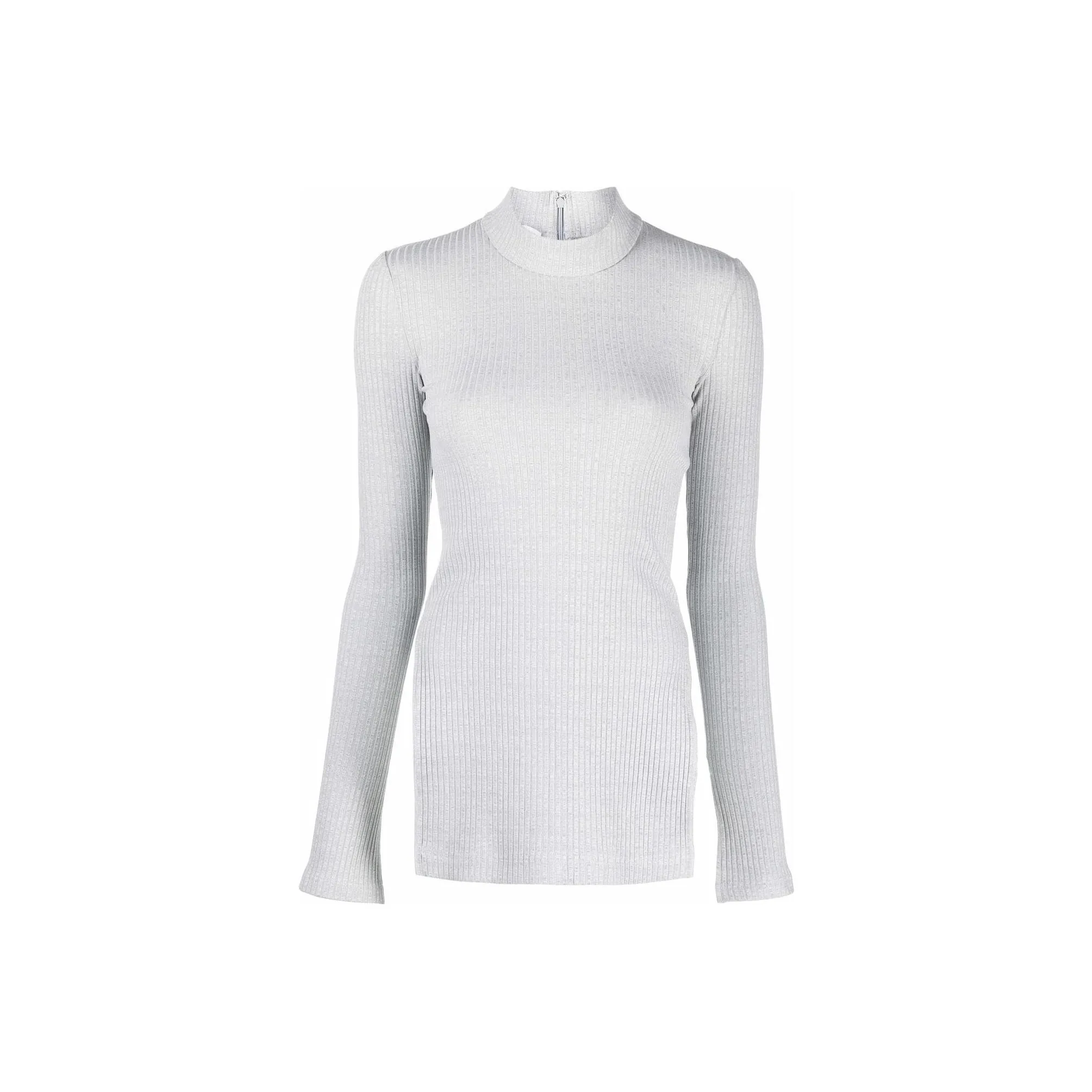 Helmut Lang Mock Neck Ribbed Knit Top