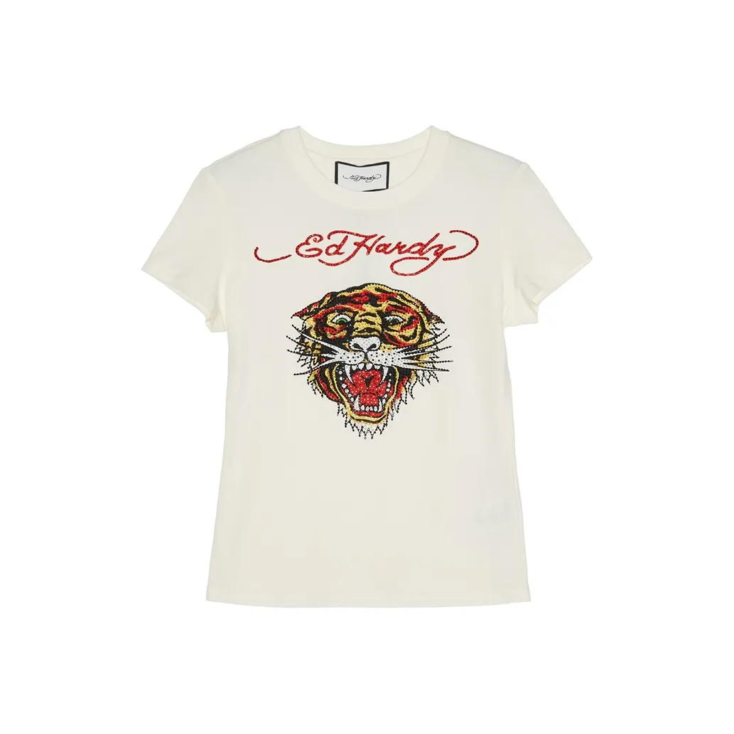 Ed Hardy Classic Series T Shirt Women's Ivory White