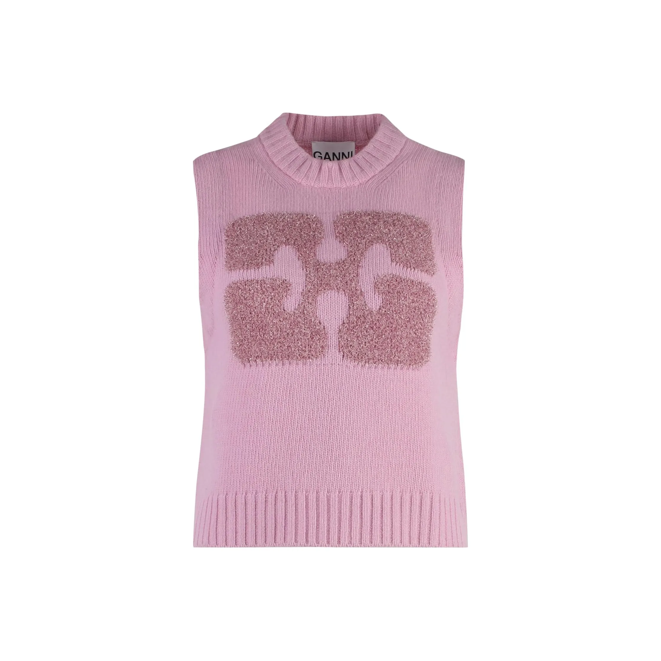 GANNI Logo Embossed Knitted Vest