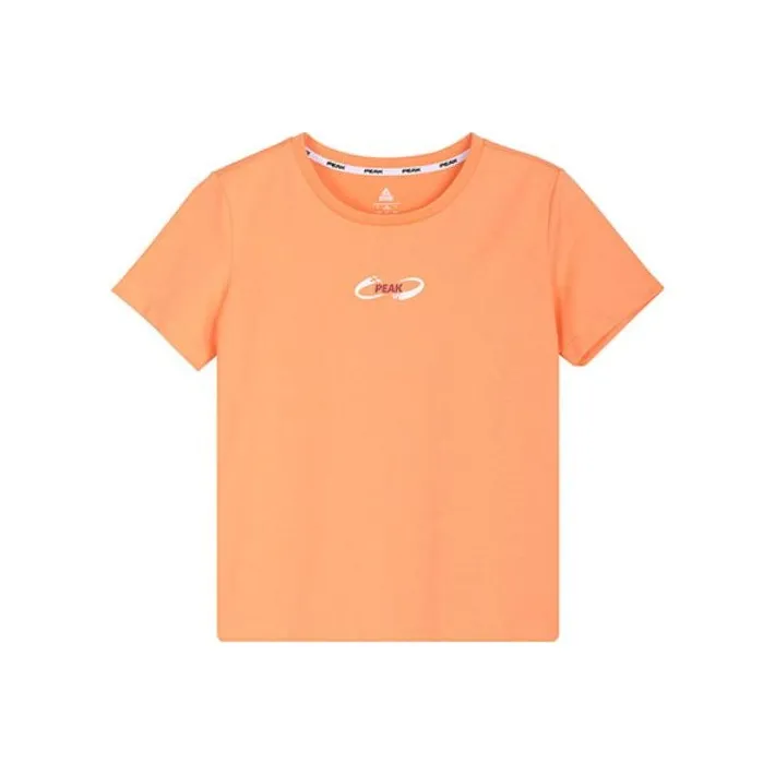 PEAK Круглый вырез Облегающий Прямой крой Короткий рукав Т-рубашка Женская Smoothie Оранжевый