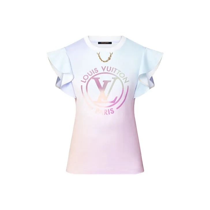 Lv Gradient Lv Circle Flounce Sleeve T Shirt