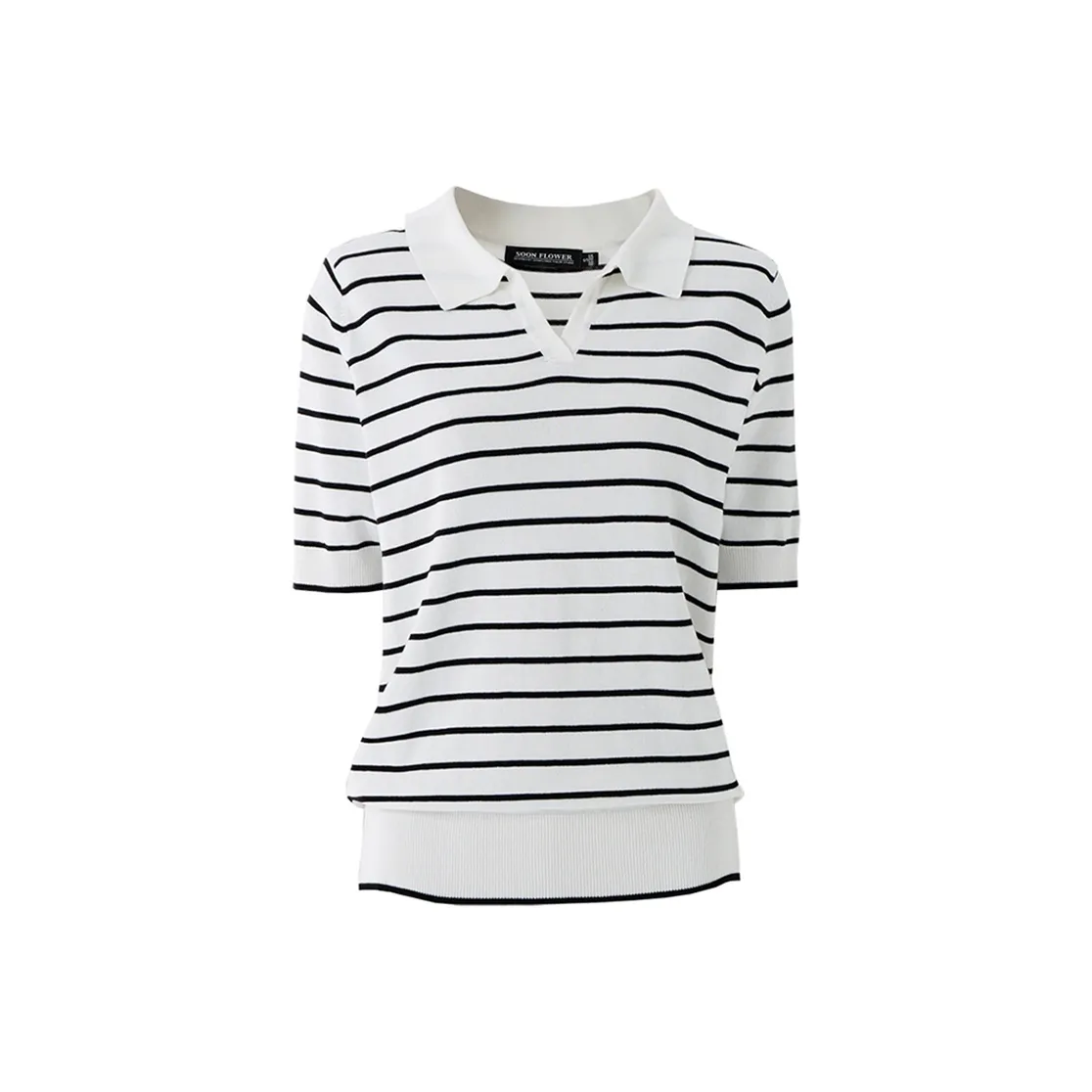 SOON FLOWER Трикотаж Женский Черный Белый Полосы