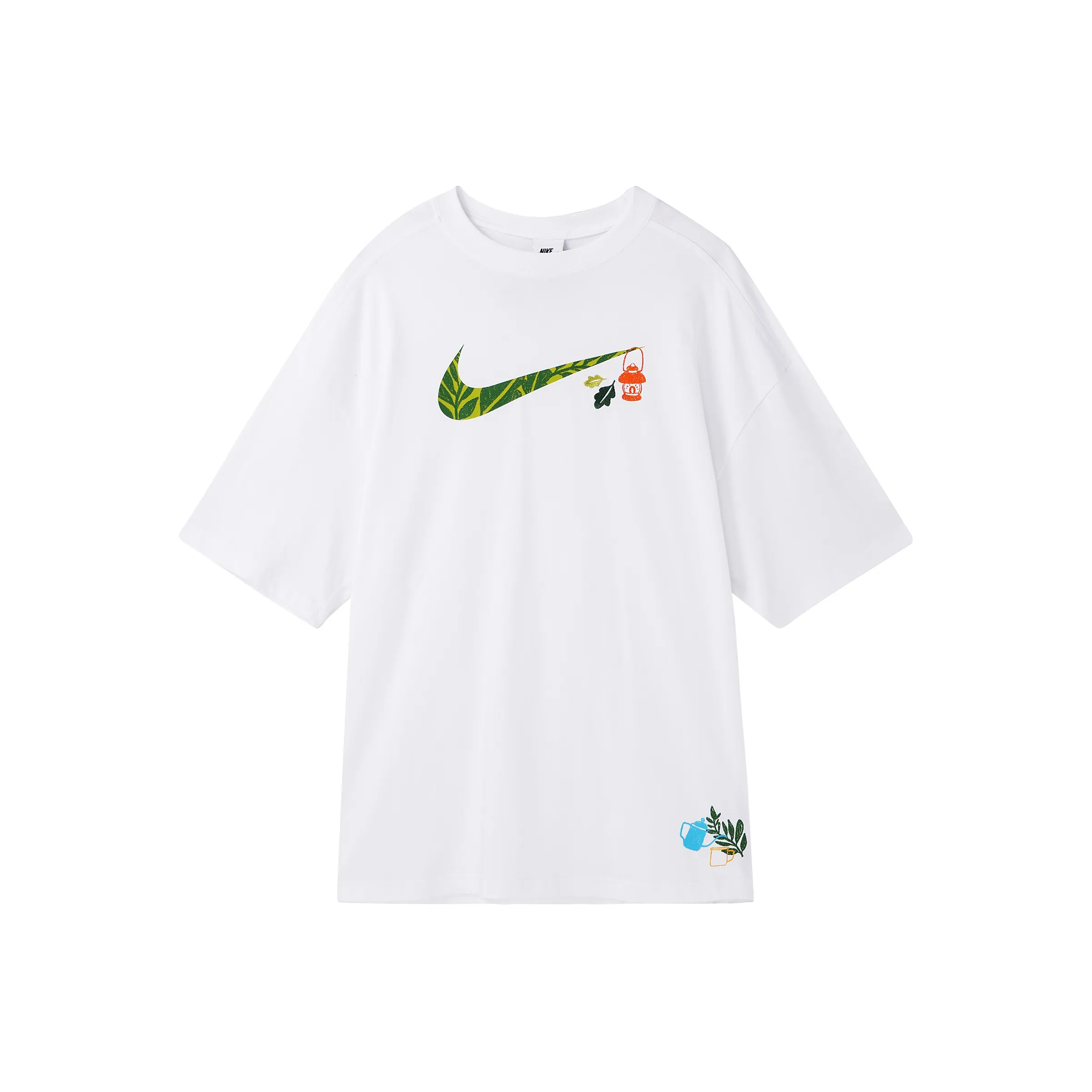 Nike Women'ss Sportswear Swoosh Cartoon Print Retro Crewneck T-Shirt White