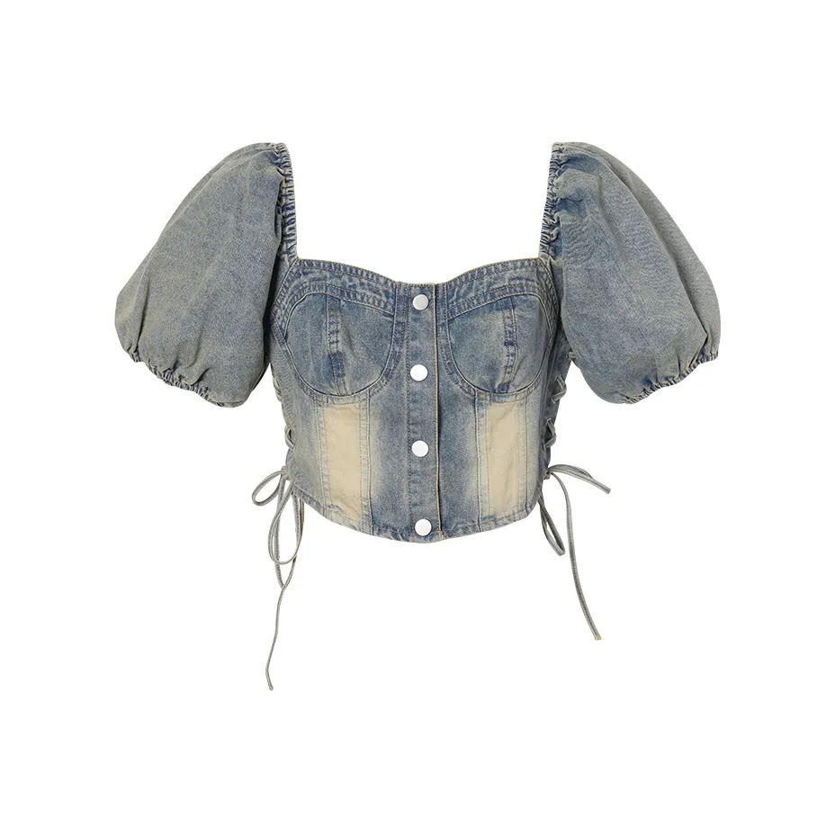 LA CRAWFISH Рубашка Женская вымытый деним синий