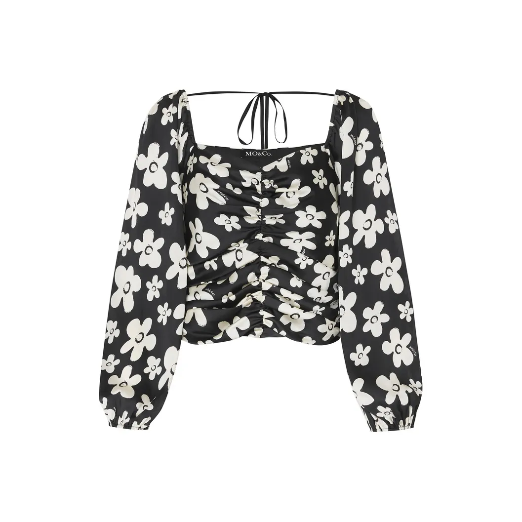 MO&CO T Shirts Women's Black With White Multicolor