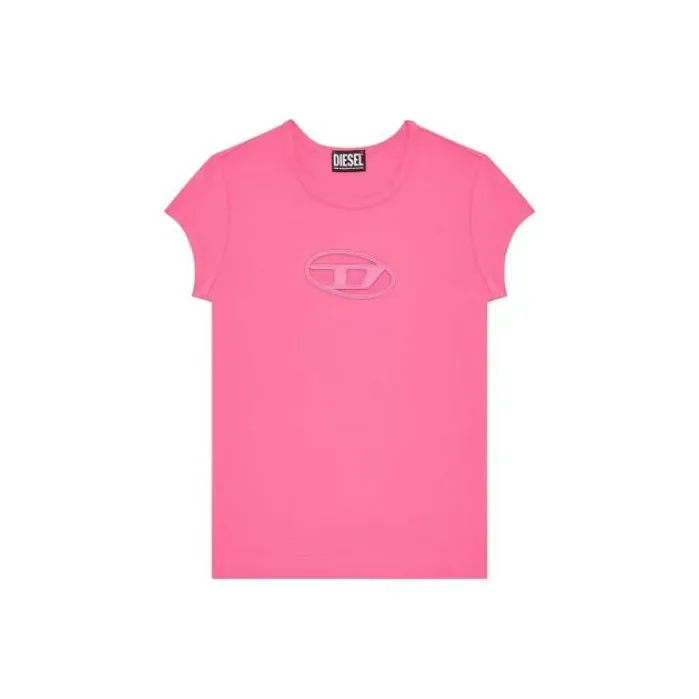 DIESEL OVAL D Series T Shirt Women's Neon Pink