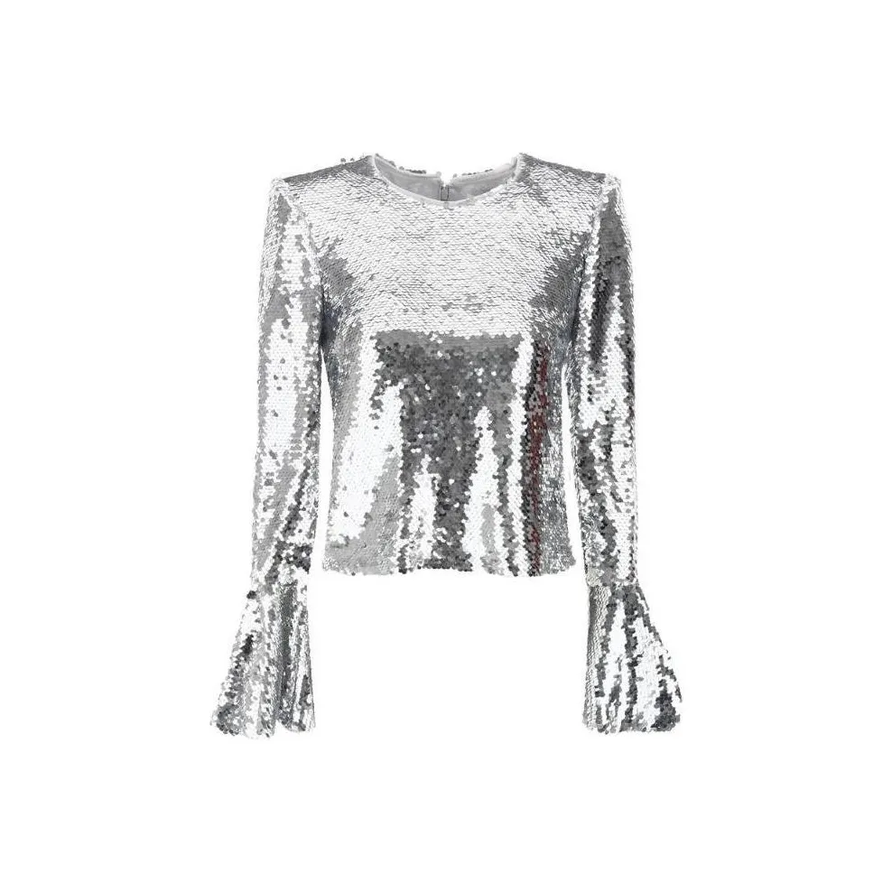 Self portrait Sequin Crewneck Cropped Top