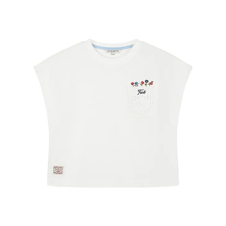 Teenie Weenie Flutter Sleeve T Shirt Women's Ivory White