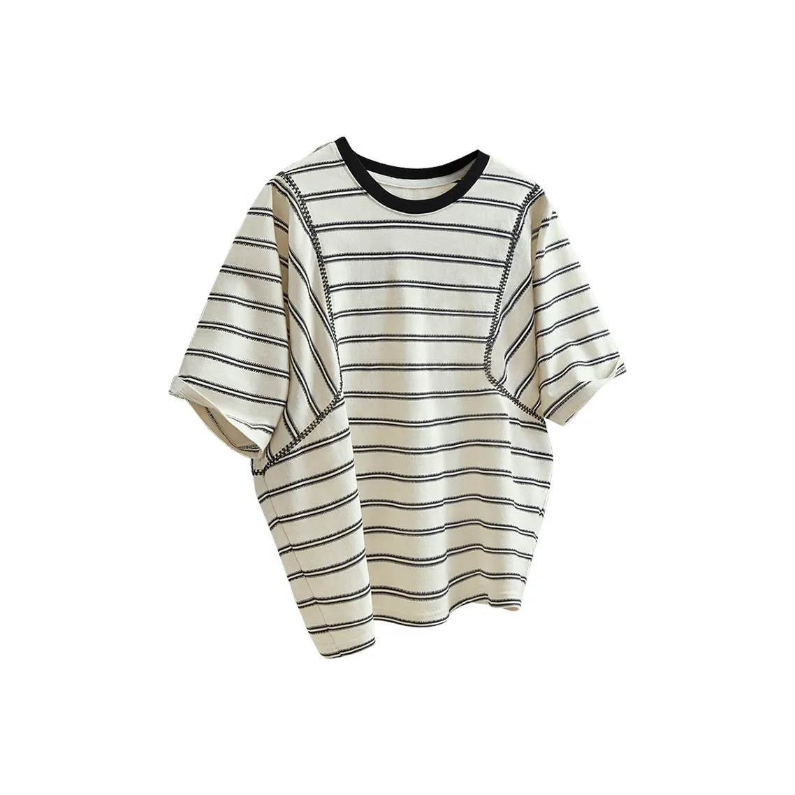 Cypress House T Shirt Women's Beige With Black Stripes