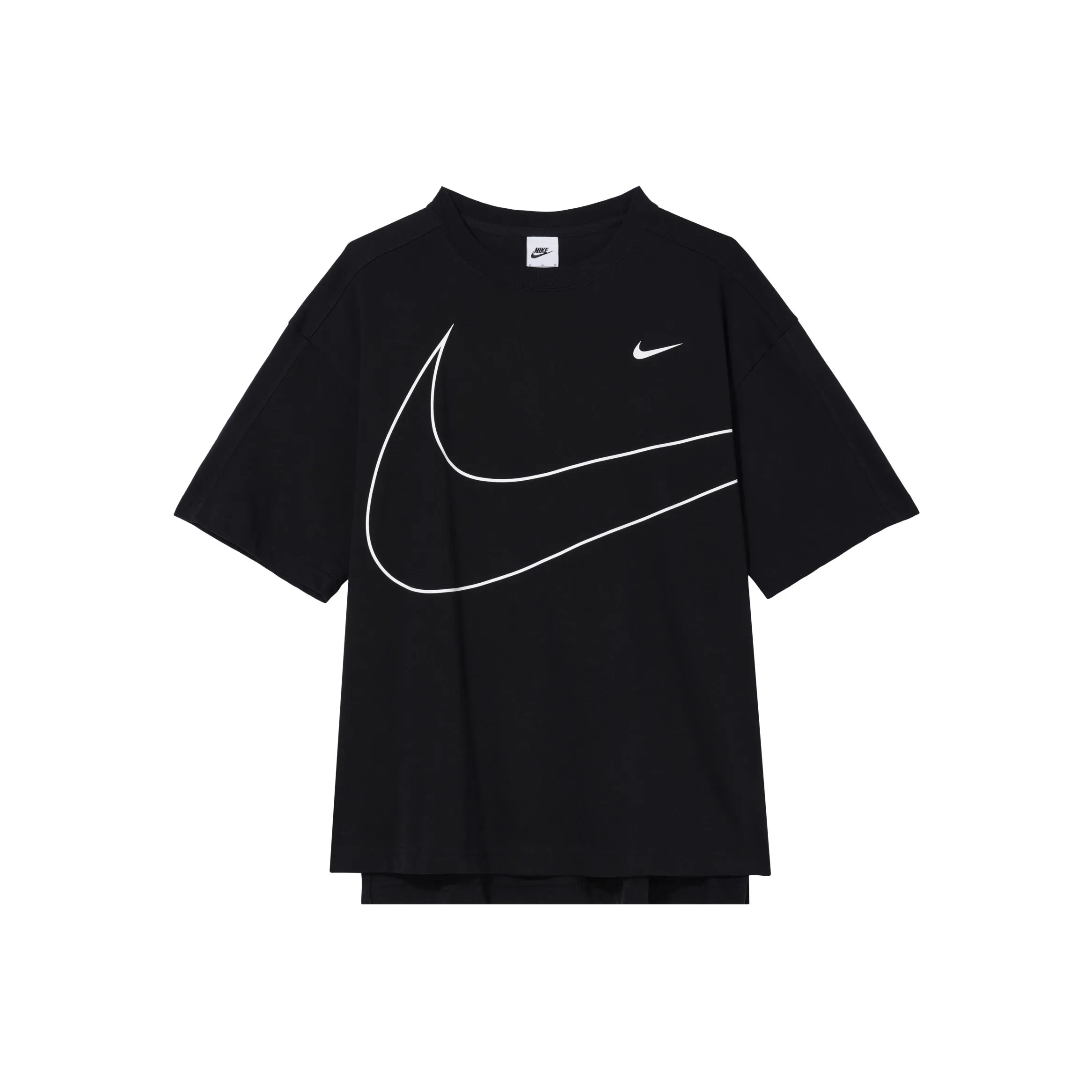 Nike Swoosh Рукав с оборванным плечом T-рубашка Женская Черная