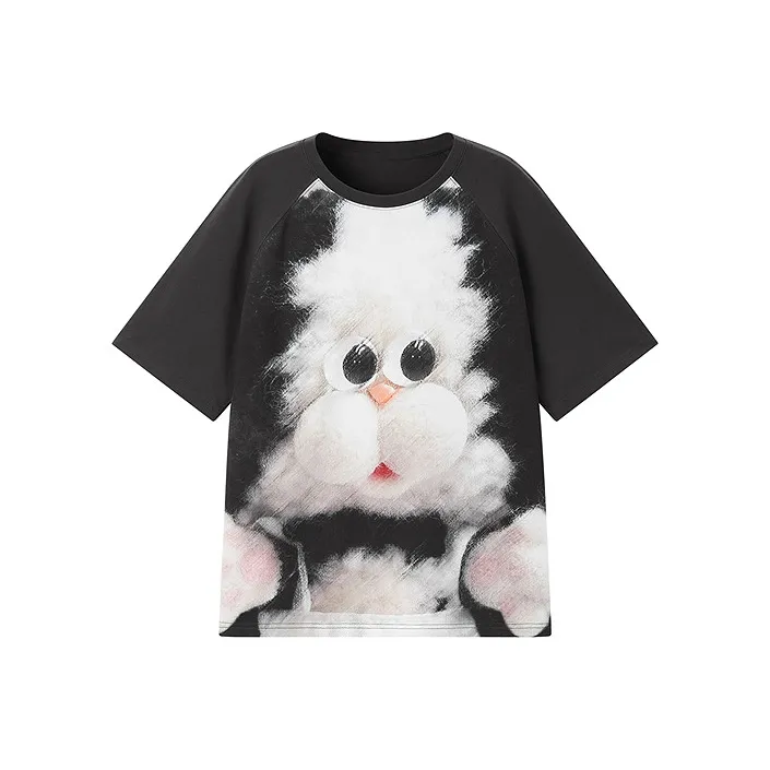 LEDIN x Honey Kuma Honey Kuma Co branded Series Raglan Sleeve T Shirt Women's Black