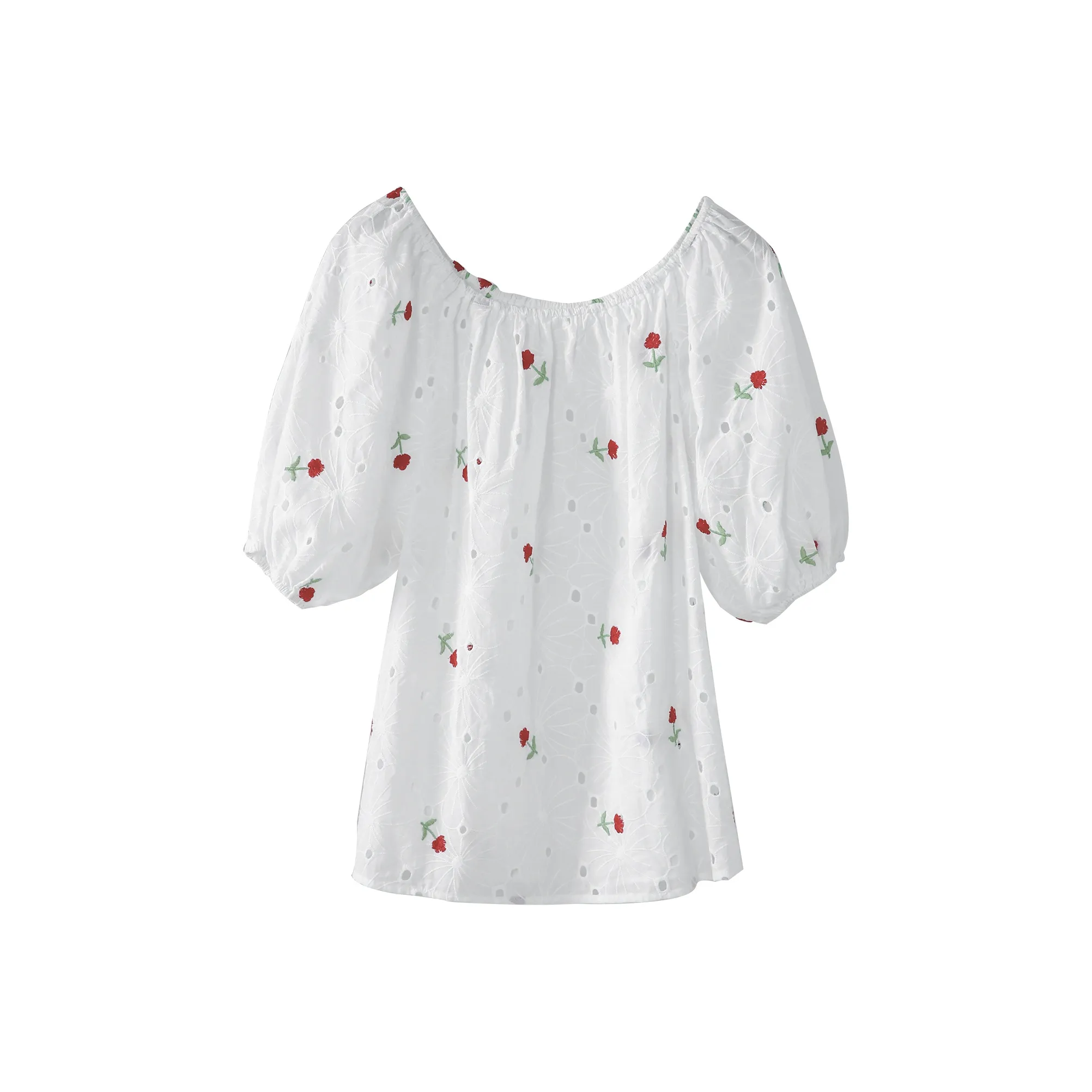 Fstudio Short Sleeved Shirt Women's White With Red Floral
