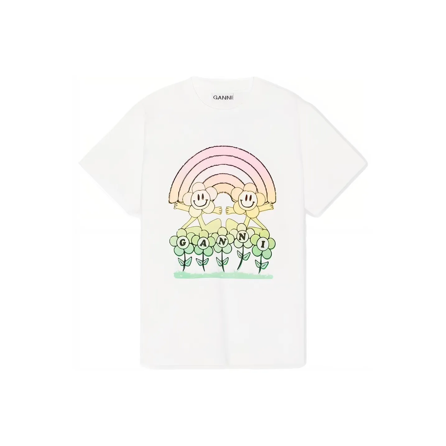 GANNI Basic Jersey Rainbow Relaxed T Shirt 'Bright White'