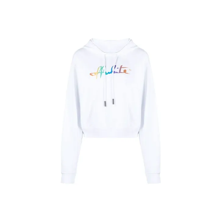 OFF WHITE Rainbow Logo Hoodie White
