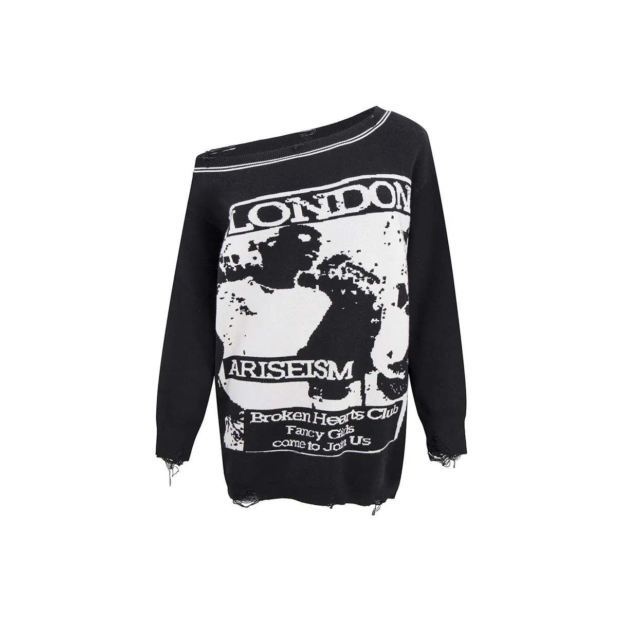 Ariseism Design Driven Off The Shoulder Sweater Coat For Women's Fall And Winter Exposed Shoulder Top Women's